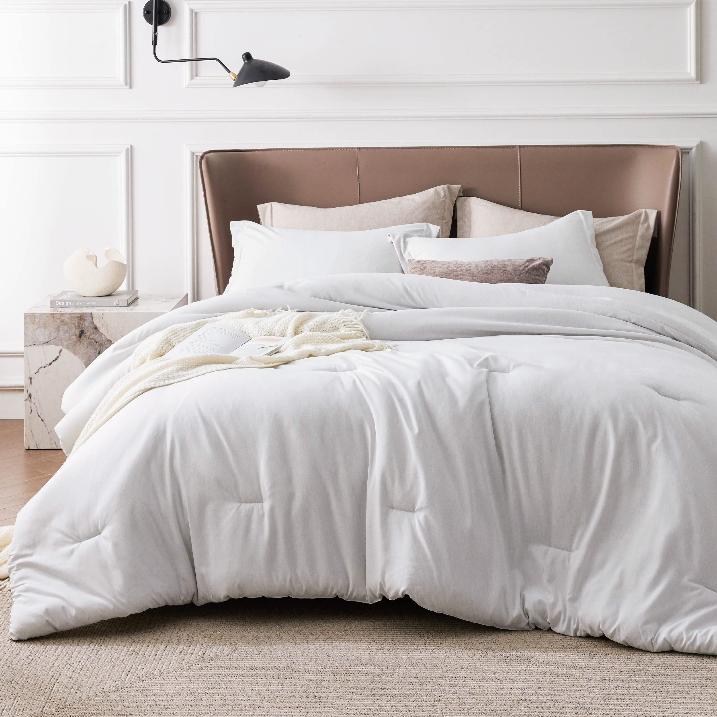Juego De Edredón Bedsure Super King, Blanco Grisáceo, 3 Piezas - Venta Internacional.