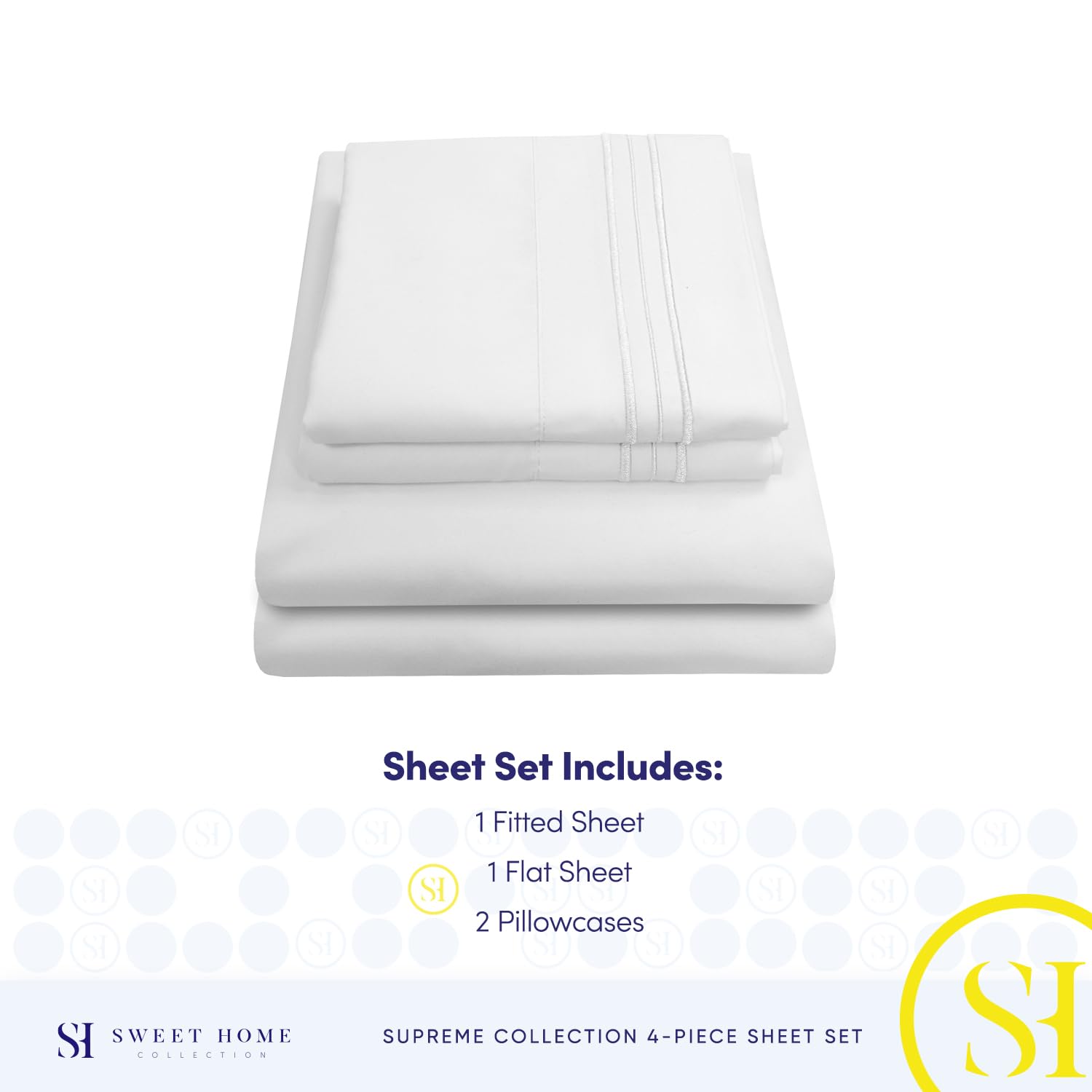 Foto 5 pulgar | Sábanas Sweet Home Collection King Size, Color Blanco 1800tc - Venta Internacional.
