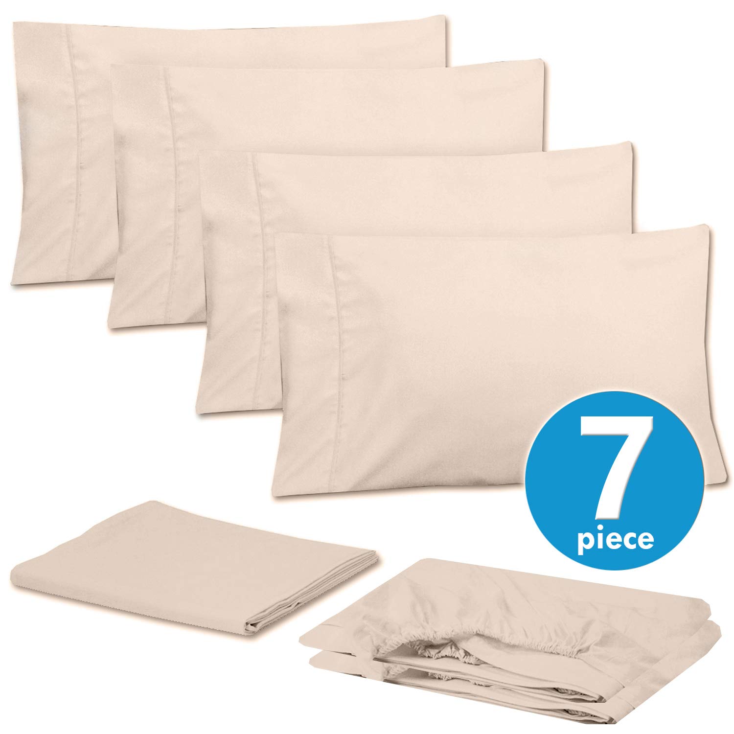 Foto 3 | Juego De Sábanas Sweet Home Collection Supreme Split King Beige - Venta Internacional.