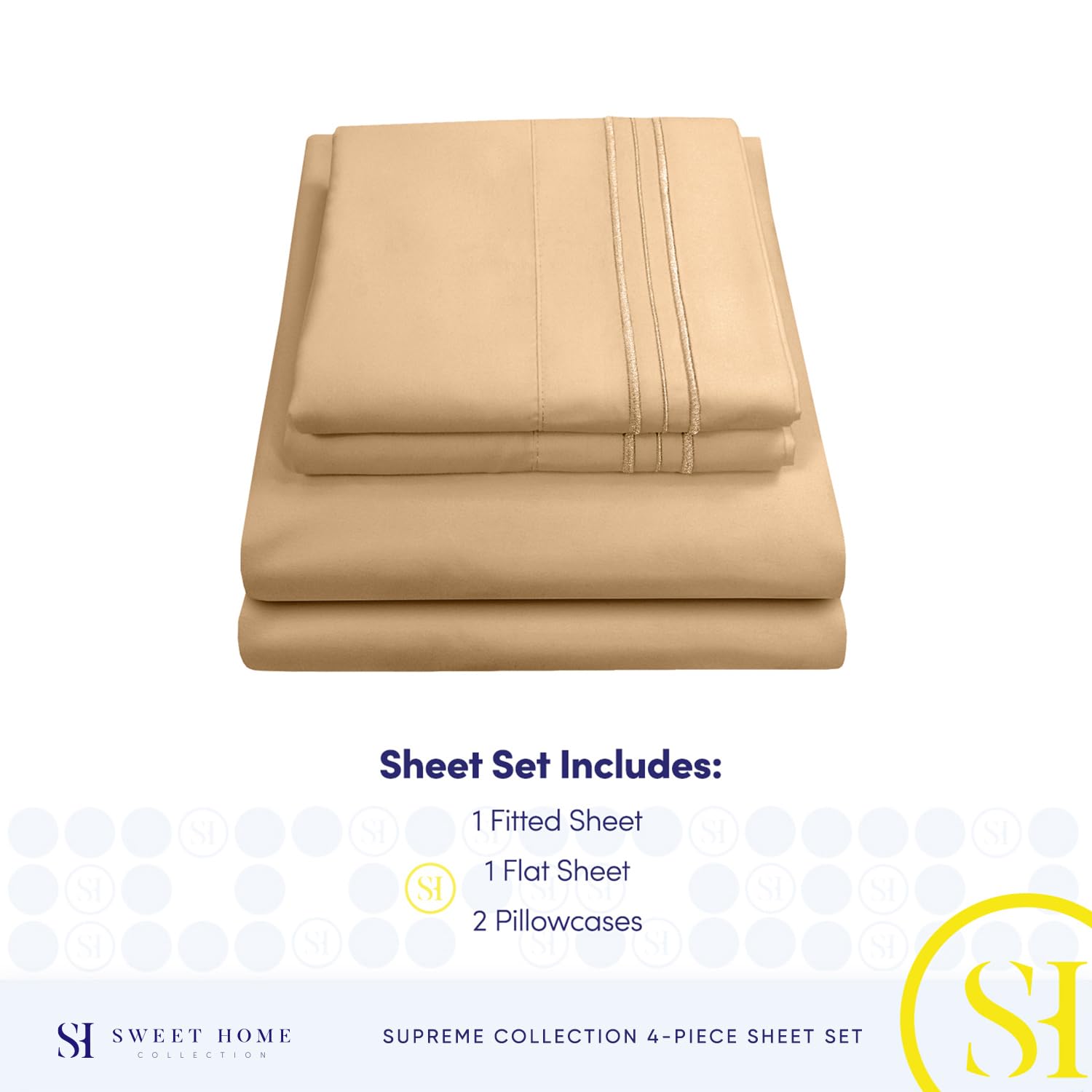Foto 4 | Sábanas De La Colección Sweet Home Supreme Queen Camel - Venta Internacional.