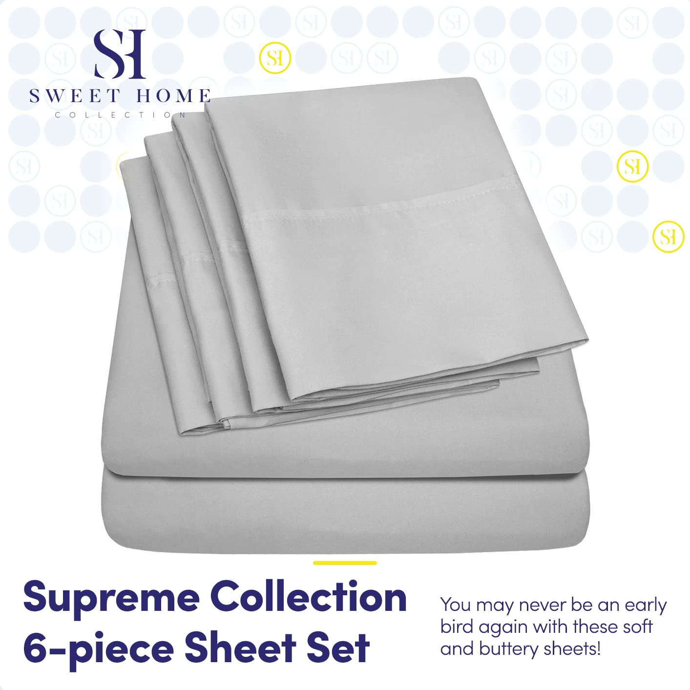 Foto 3 pulgar | Juego De Sábanas Sweet Home Collection Supreme 1500 Silver Queen - Venta Internacional.