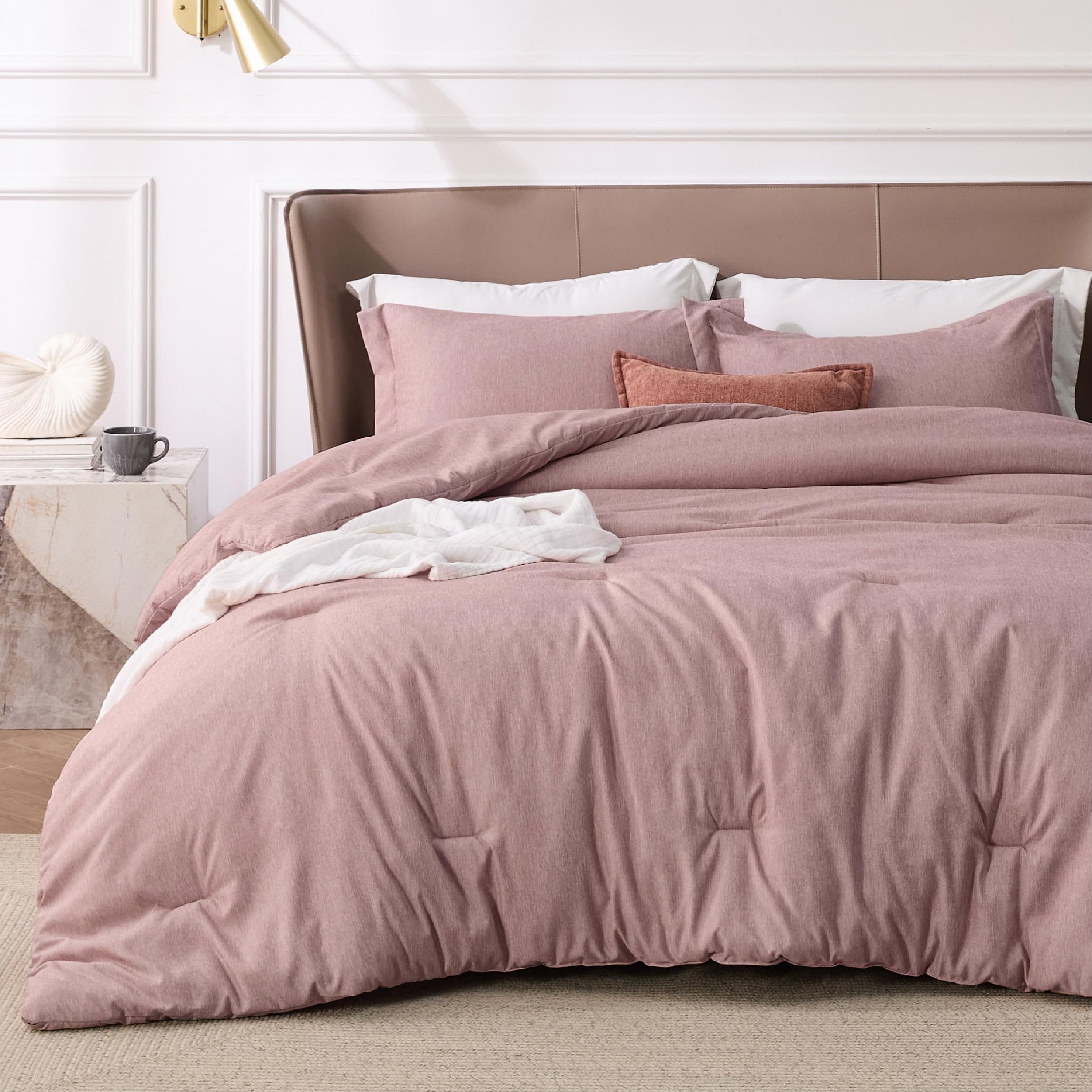Juego De Edredón Bedsure Queen Dusty Rose Soft All Seasons - Venta Internacional.