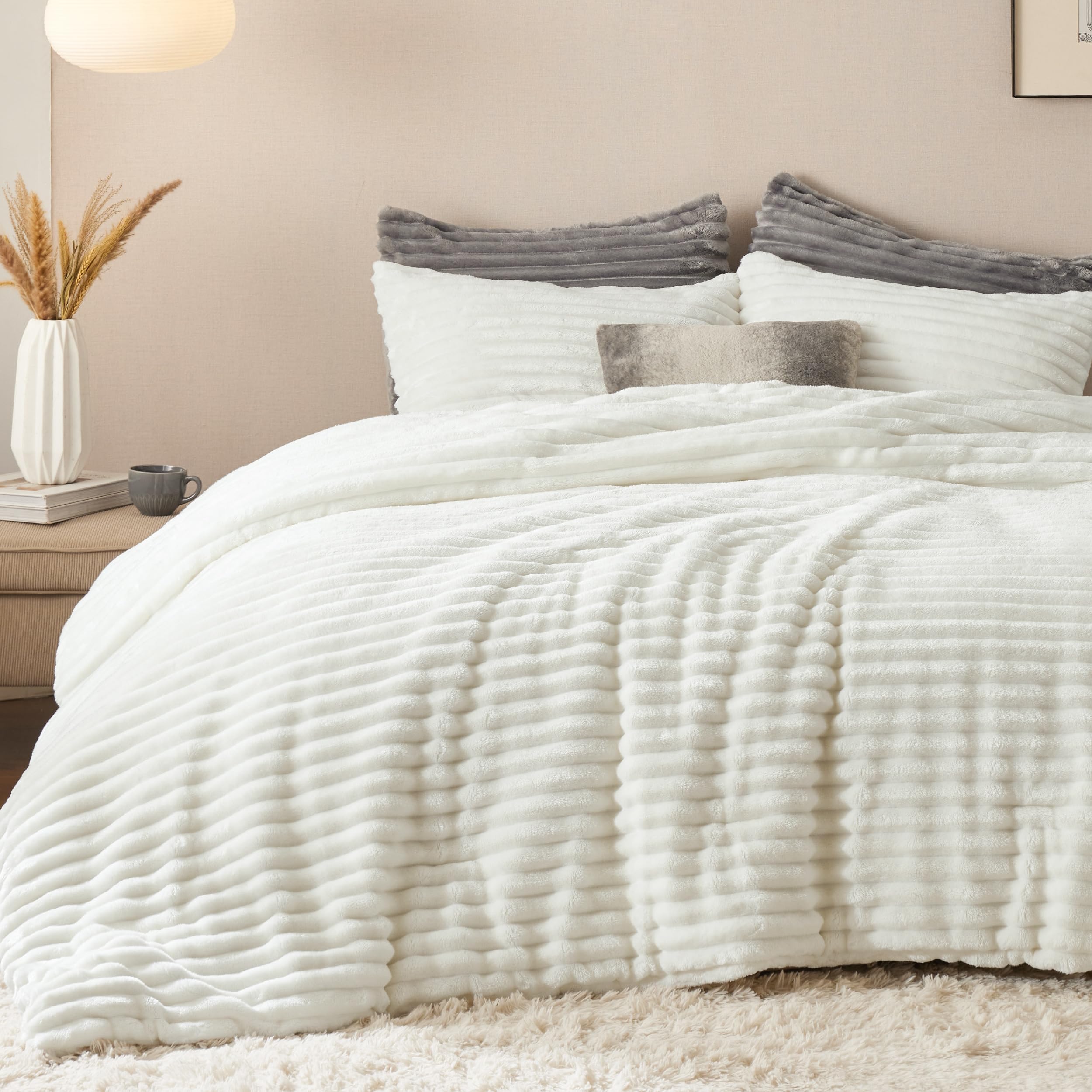 Juego De Edredón Bedsure Fluffy King Size Con 2 Fundas De Almohada - Venta Internacional.