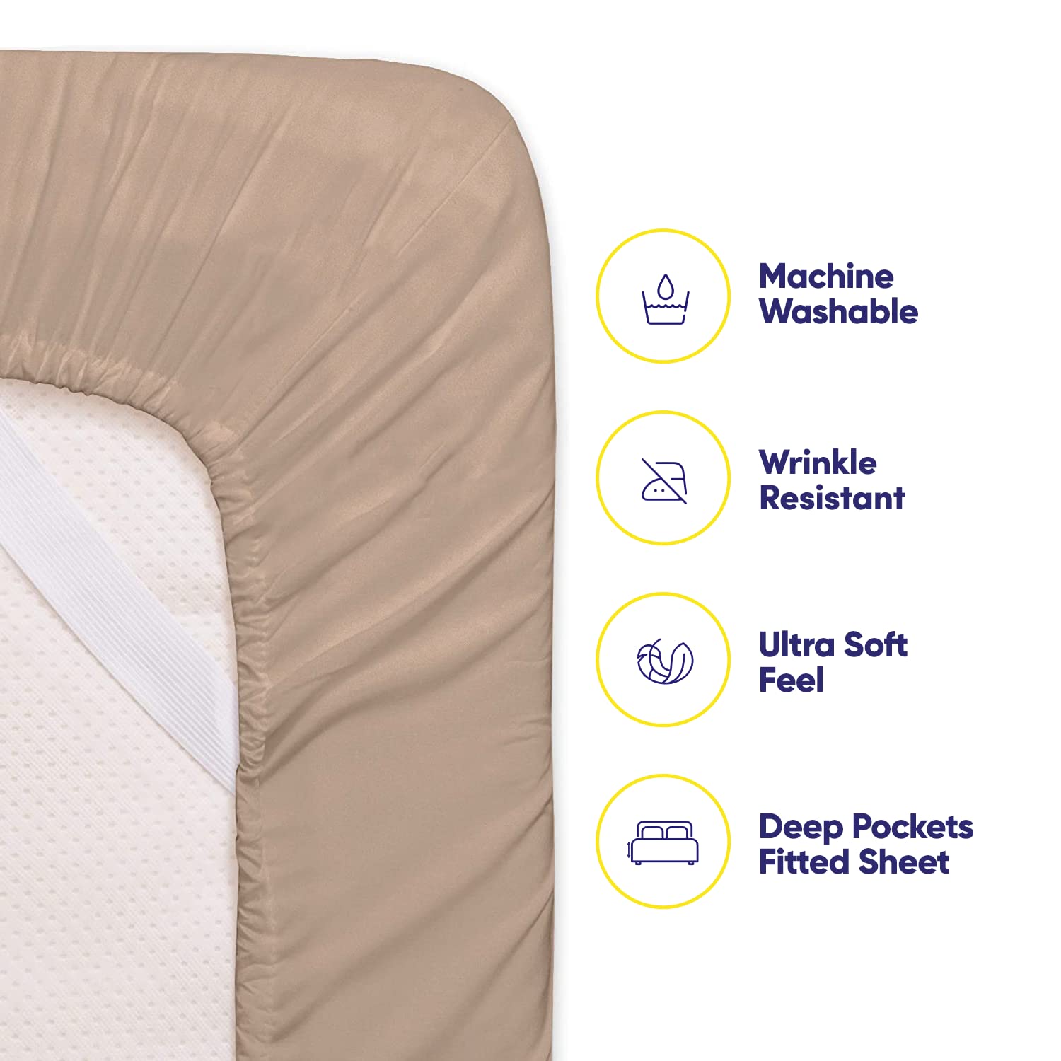 Foto 4 pulgar | Juego De Sábanas Sweet Home Collection 1500 Supreme Twin Xl Taupe - Venta Internacional.