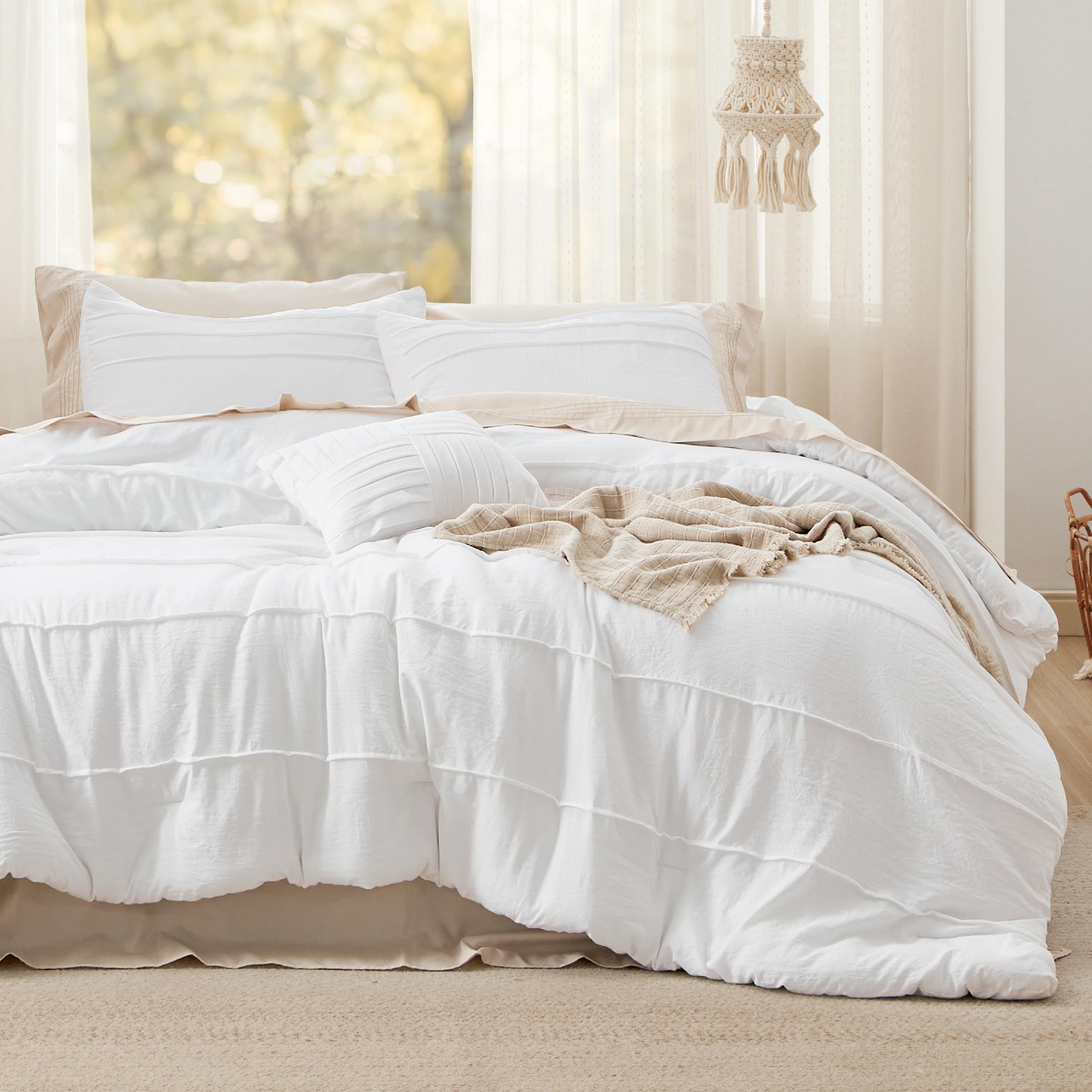 Foto 2 | Juego De Edredón Bedsure White Twin Con 1 Funda De Almohada Y Almohada - Venta Internacional