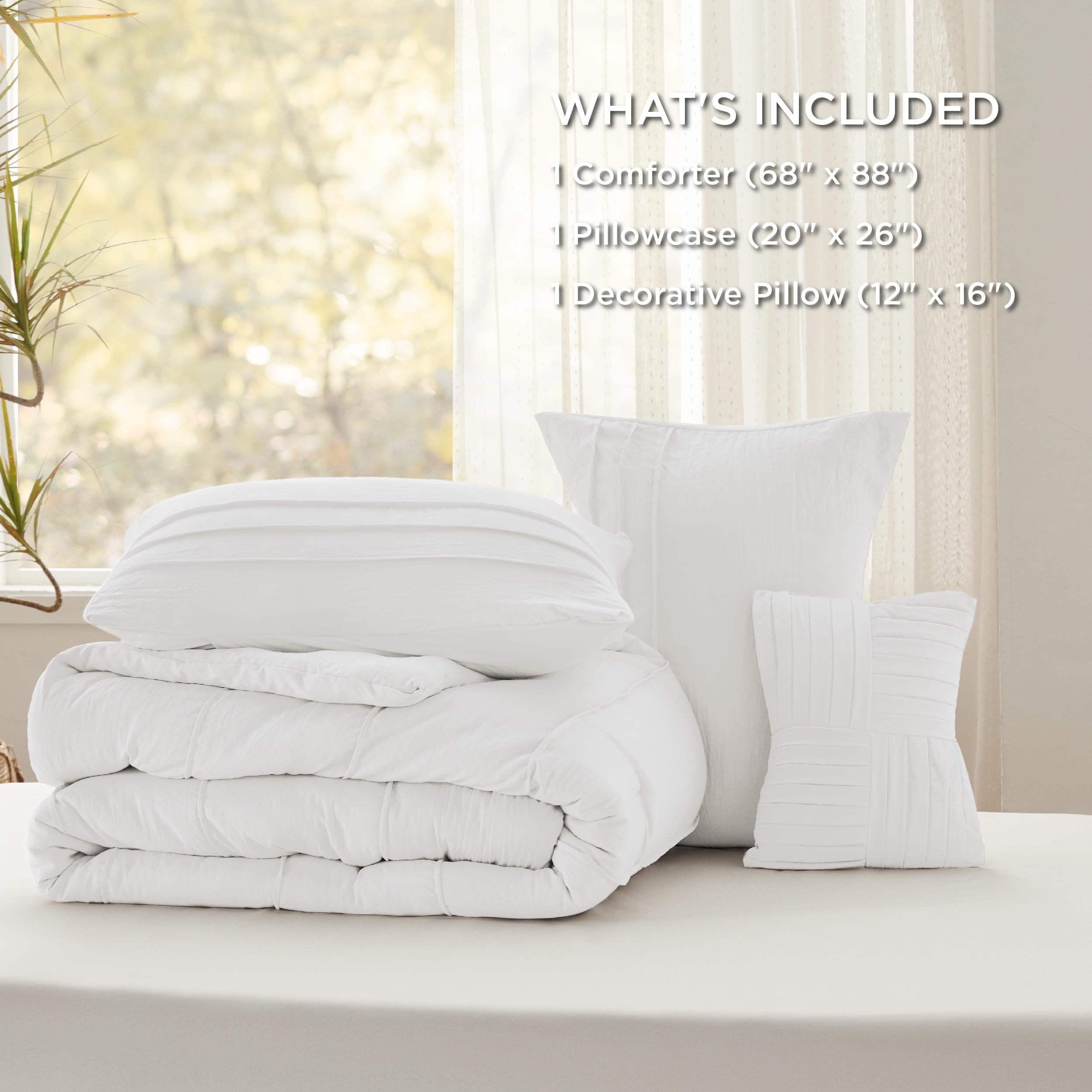 Foto 6 | Juego De Edredón Bedsure White Twin Con 1 Funda De Almohada Y Almohada - Venta Internacional