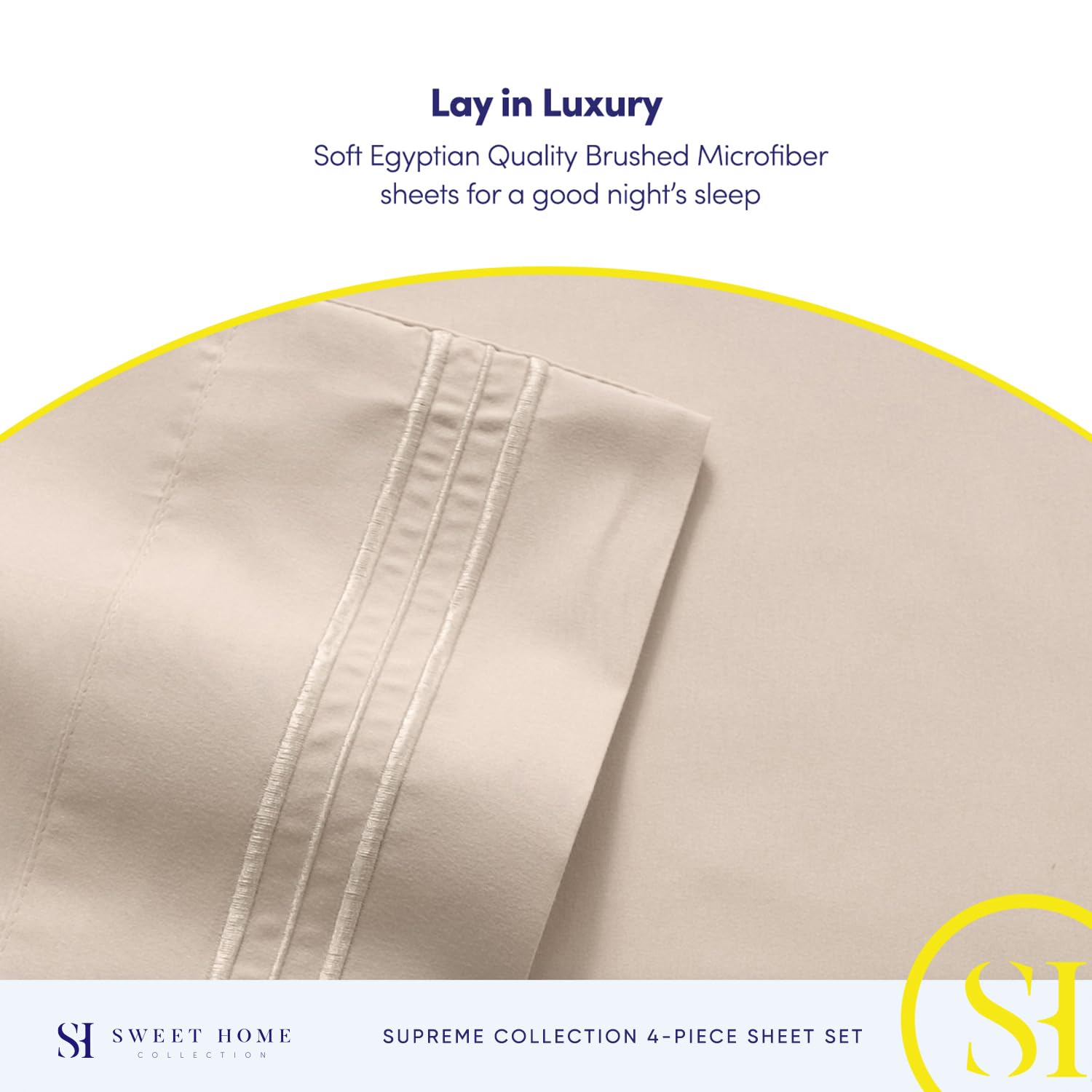 Foto 6 | Juego De Sábanas Sweet Home Collection Split King Beige - Venta Internacional.