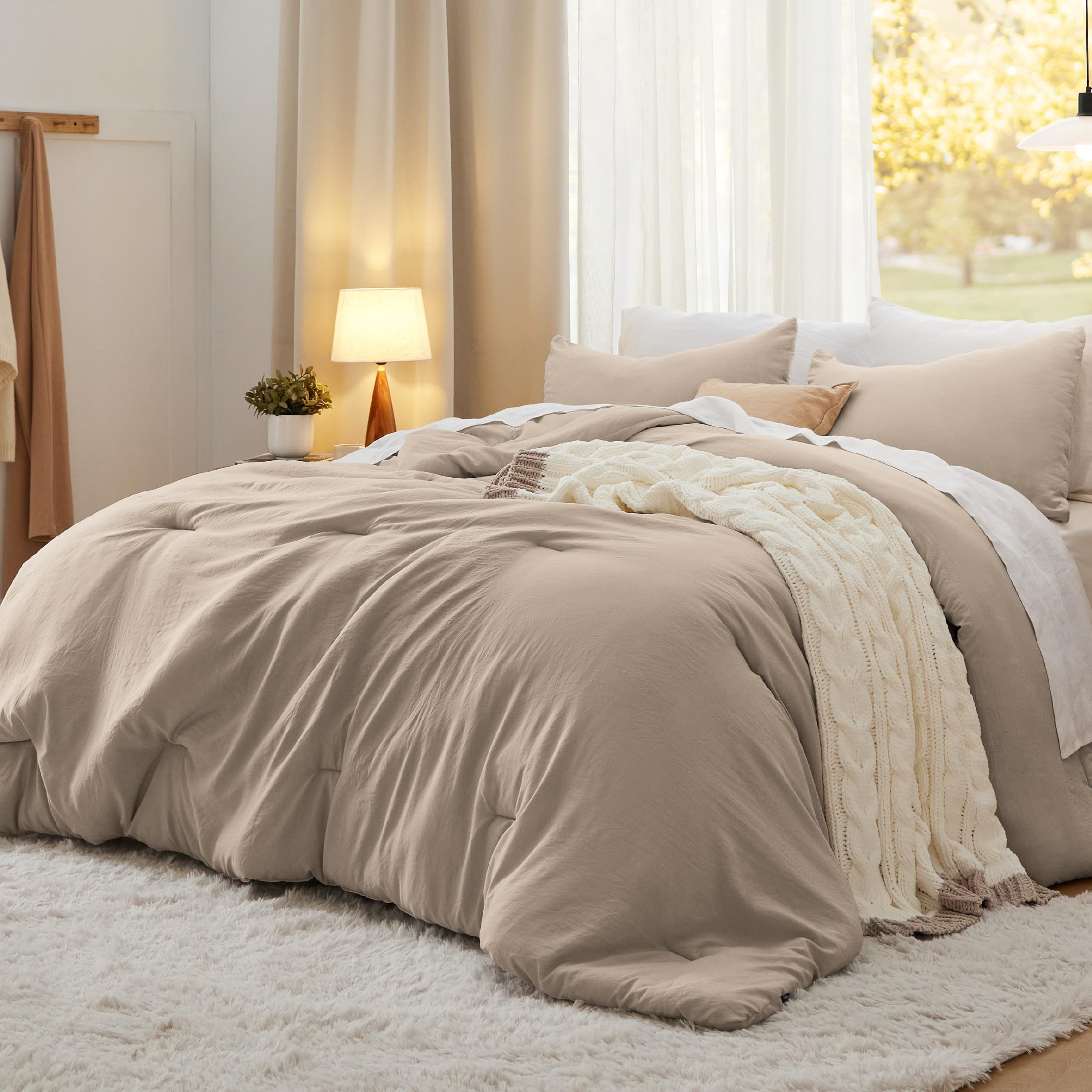 Juego de Edredón Bedsure Queen Size Khaki Gentlesoft™ 3 Piezas - Venta Internacional