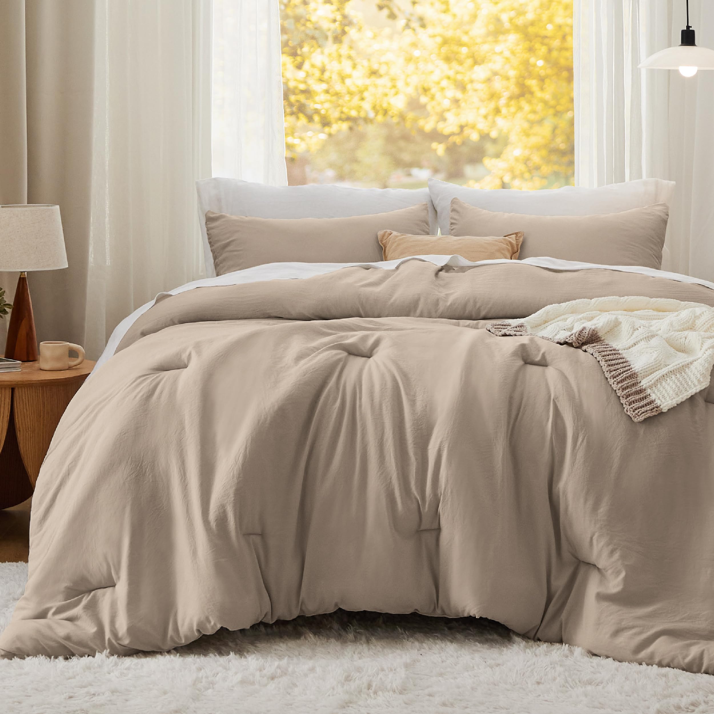 Foto 3 pulgar | Juego de Edredón Bedsure Queen Size Khaki Gentlesoft™ 3 Piezas - Venta Internacional