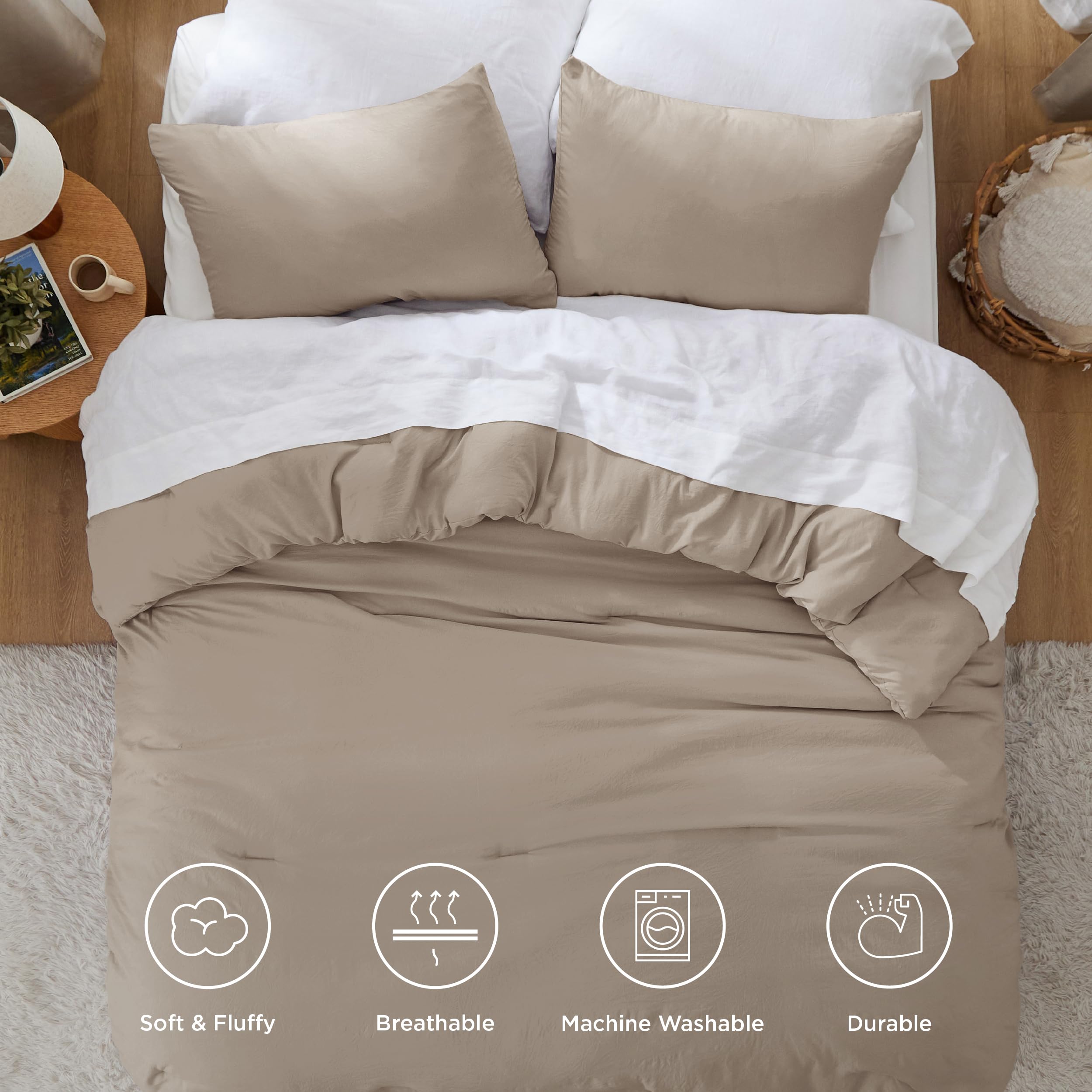 Foto 5 pulgar | Juego de Edredón Bedsure Queen Size Khaki Gentlesoft™ 3 Piezas - Venta Internacional