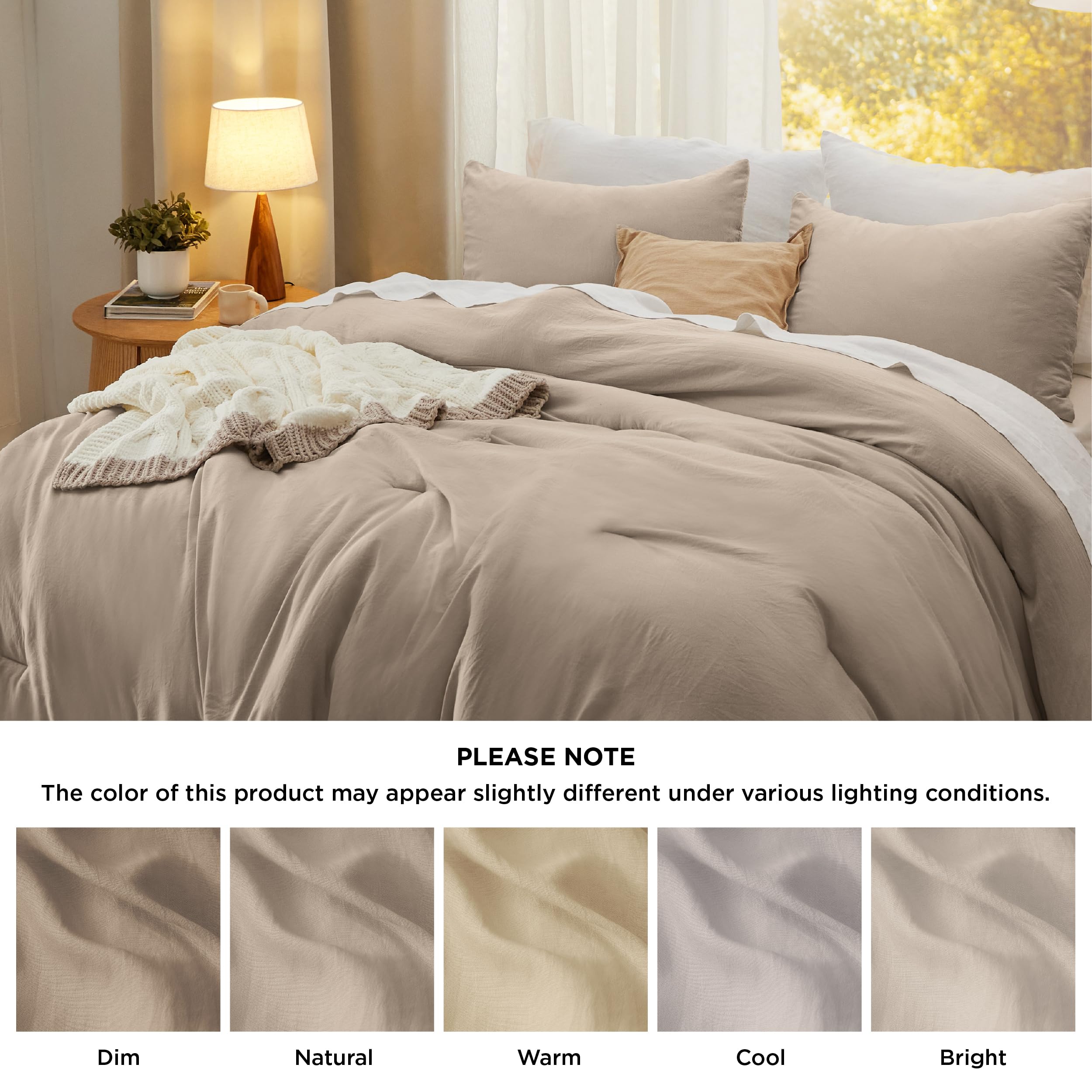 Foto 7 | Juego de Edredón Bedsure Queen Size Khaki Gentlesoft™ 3 Piezas - Venta Internacional
