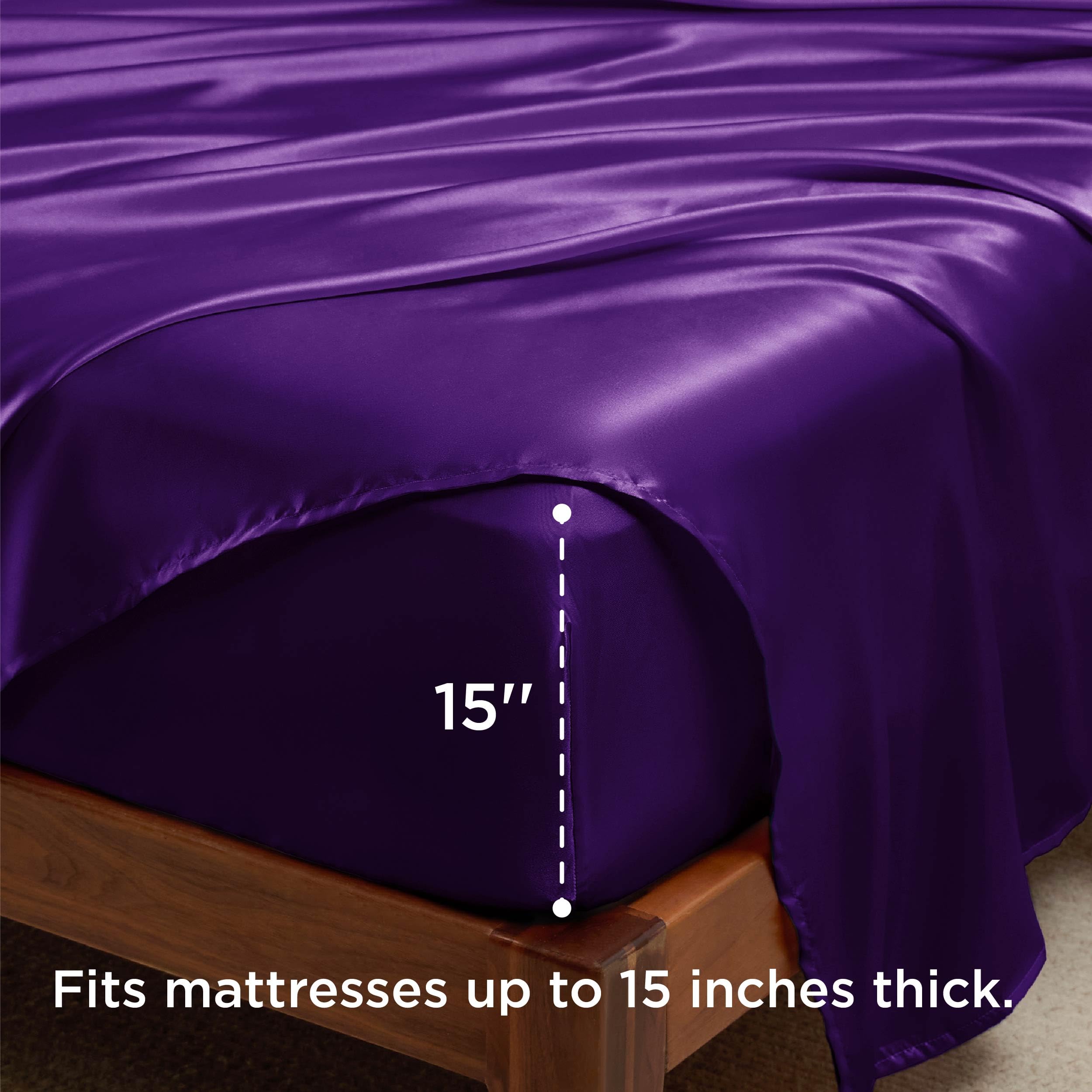Foto 5 | Juego De Sábanas De Satén Similar A Silk King Purple, 4 Piezas - Venta Internacional.