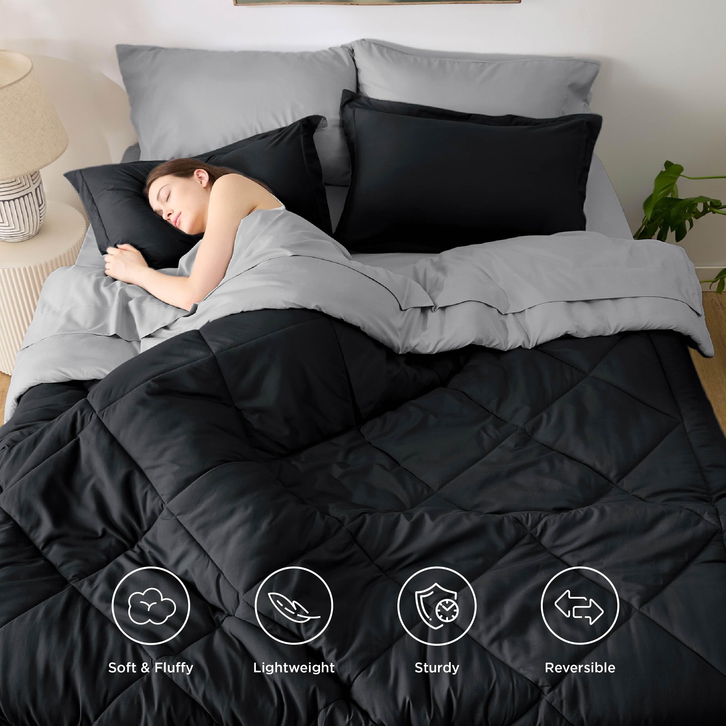 Foto 2 | Juego de Edredón Bedsure Queen Reversible Negro 7 Piezas - Venta Internacional