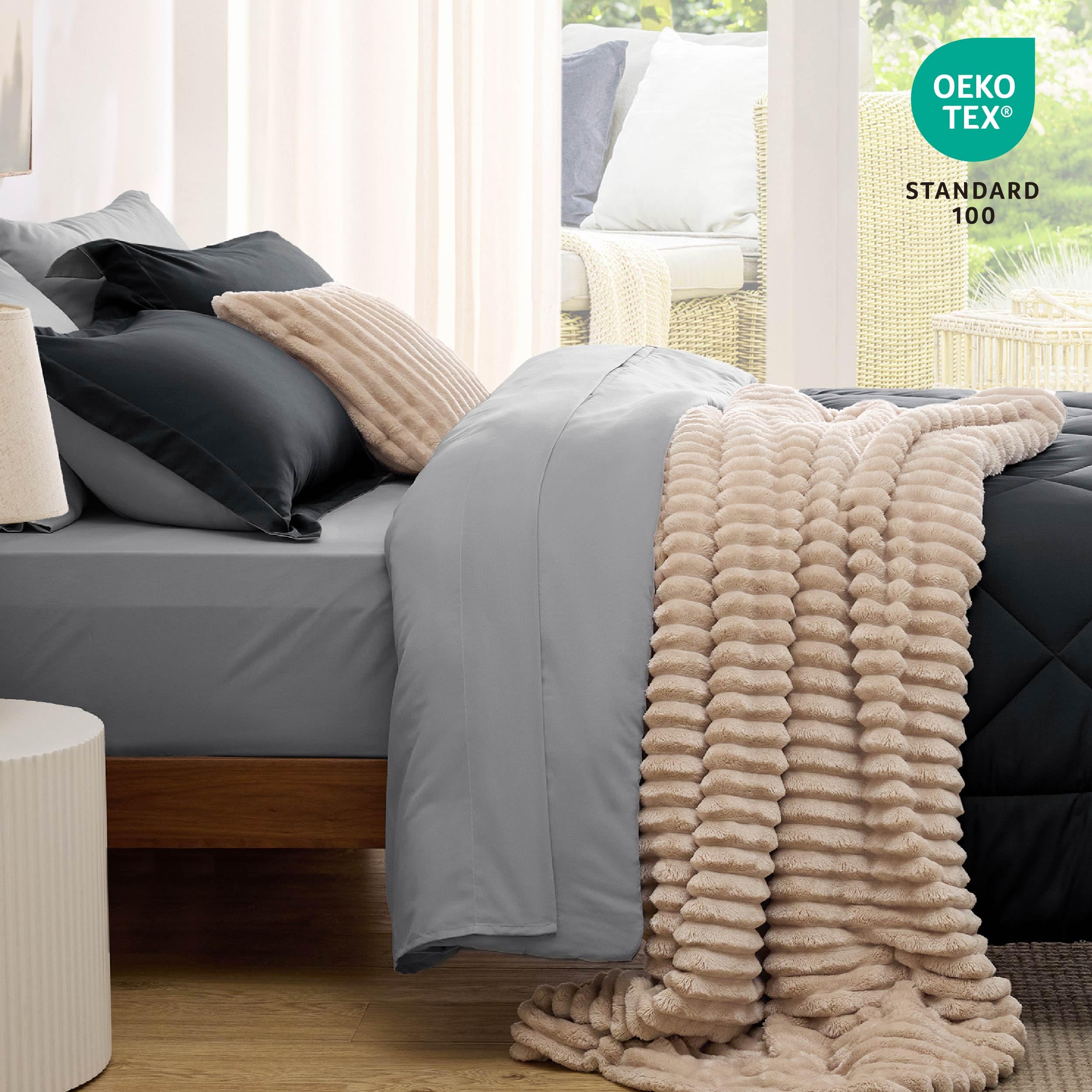 Foto 5 pulgar | Juego de Edredón Bedsure Queen Reversible Negro 7 Piezas - Venta Internacional