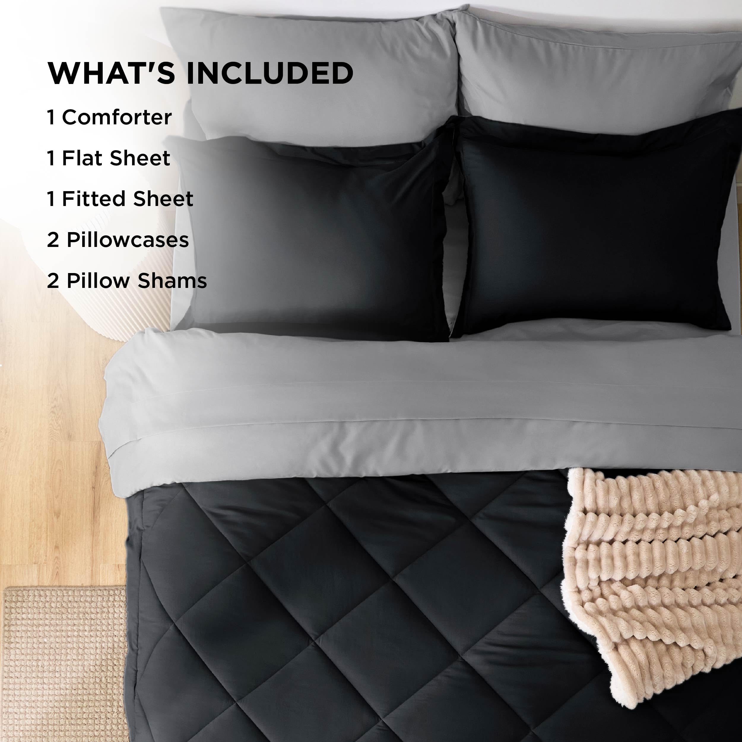 Foto 6 | Juego de Edredón Bedsure Queen Reversible Negro 7 Piezas - Venta Internacional