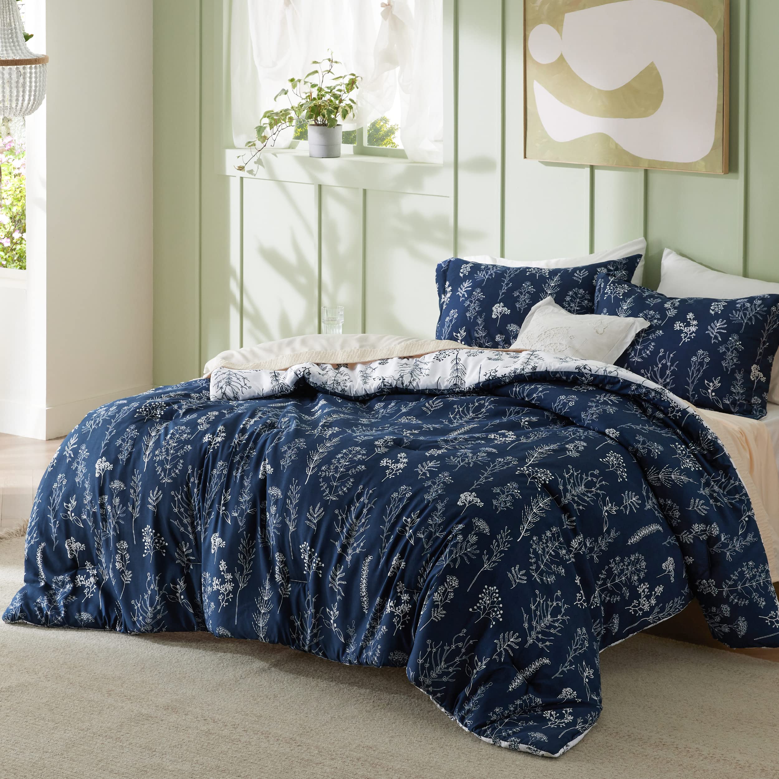 Foto 3 pulgar | Juego de Edredón Bedsure Queen Navy Con 1 Edredón Y 2 Fundas De Almohada - Venta Internacional