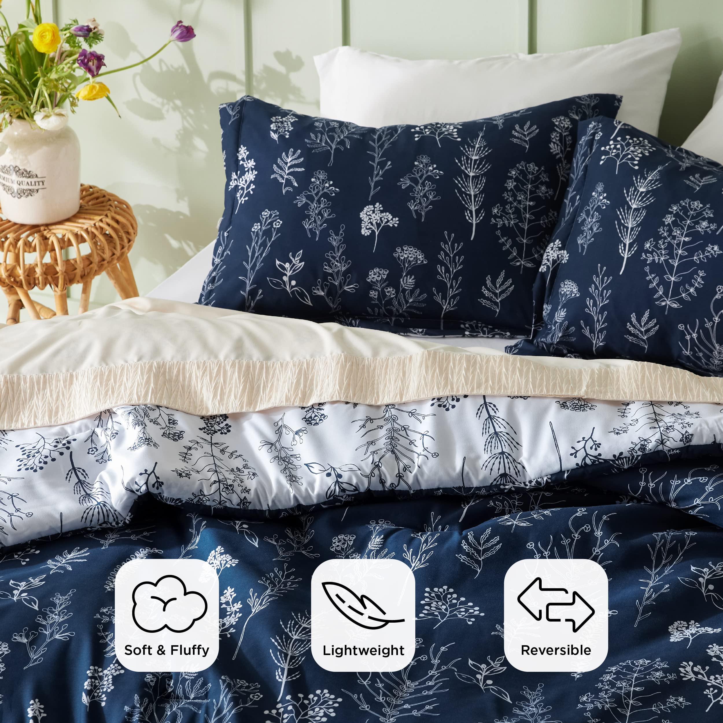 Foto 4 pulgar | Juego de Edredón Bedsure Queen Navy Con 1 Edredón Y 2 Fundas De Almohada - Venta Internacional