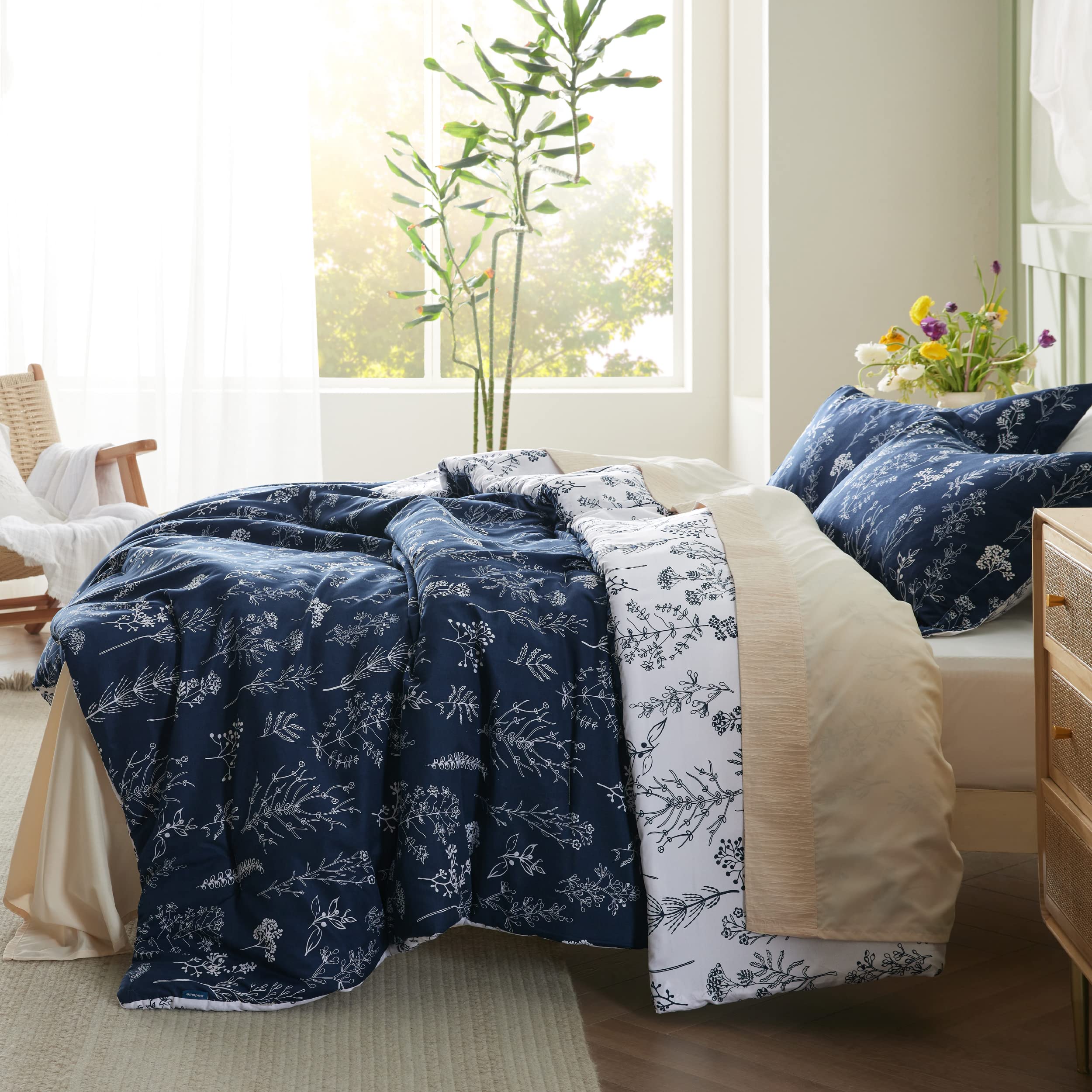 Foto 5 pulgar | Juego de Edredón Bedsure Queen Navy Con 1 Edredón Y 2 Fundas De Almohada - Venta Internacional