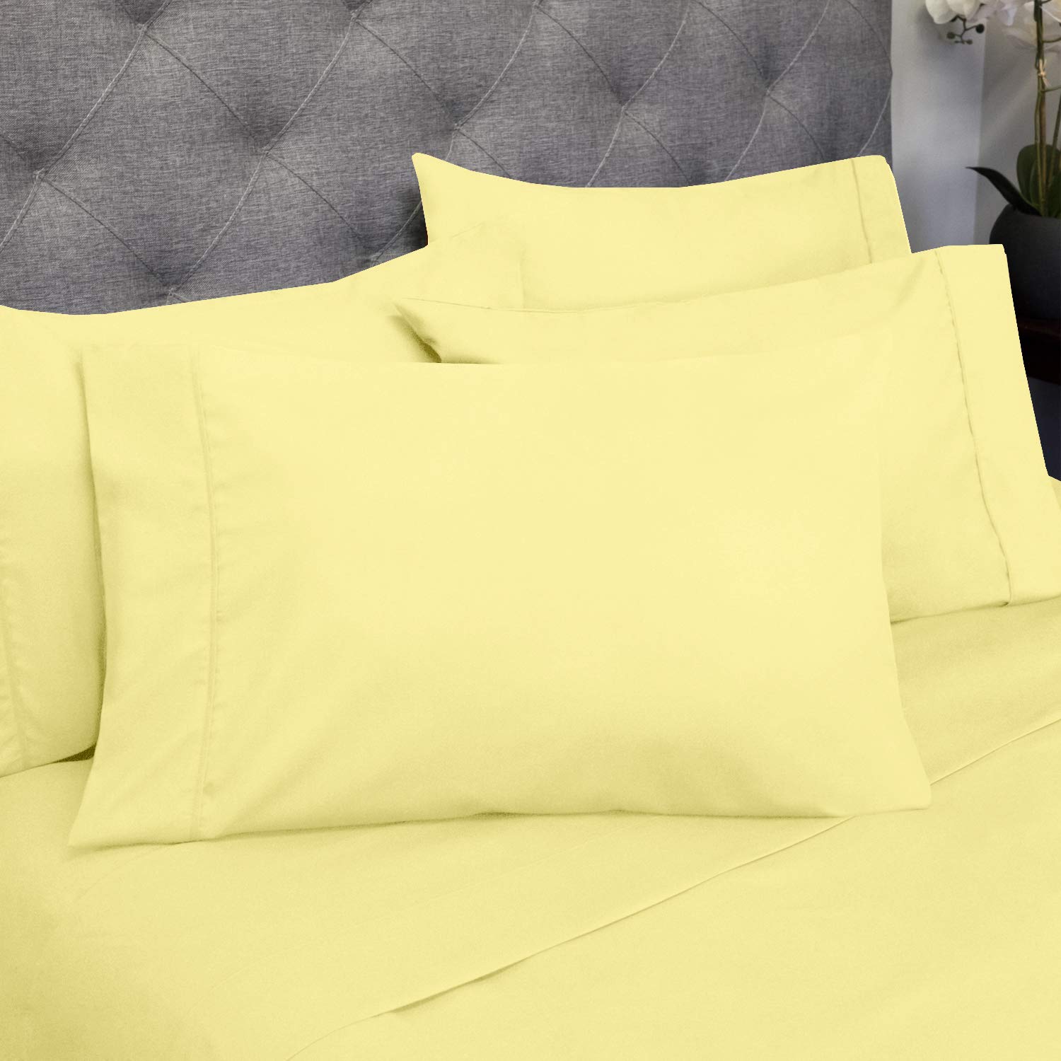 Foto 3 pulgar | Sábanas Sweet Home Collection Split King De Color Amarillo Pálido - Venta Internacional.