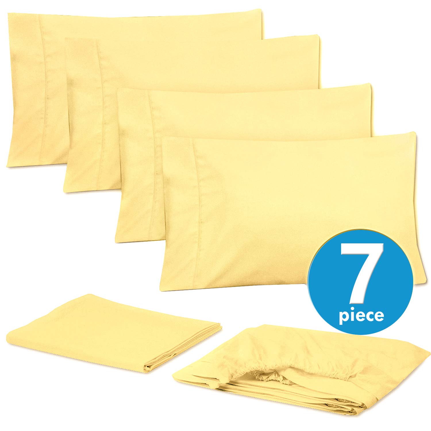 Foto 4 pulgar | Sábanas Sweet Home Collection Split King De Color Amarillo Pálido - Venta Internacional.