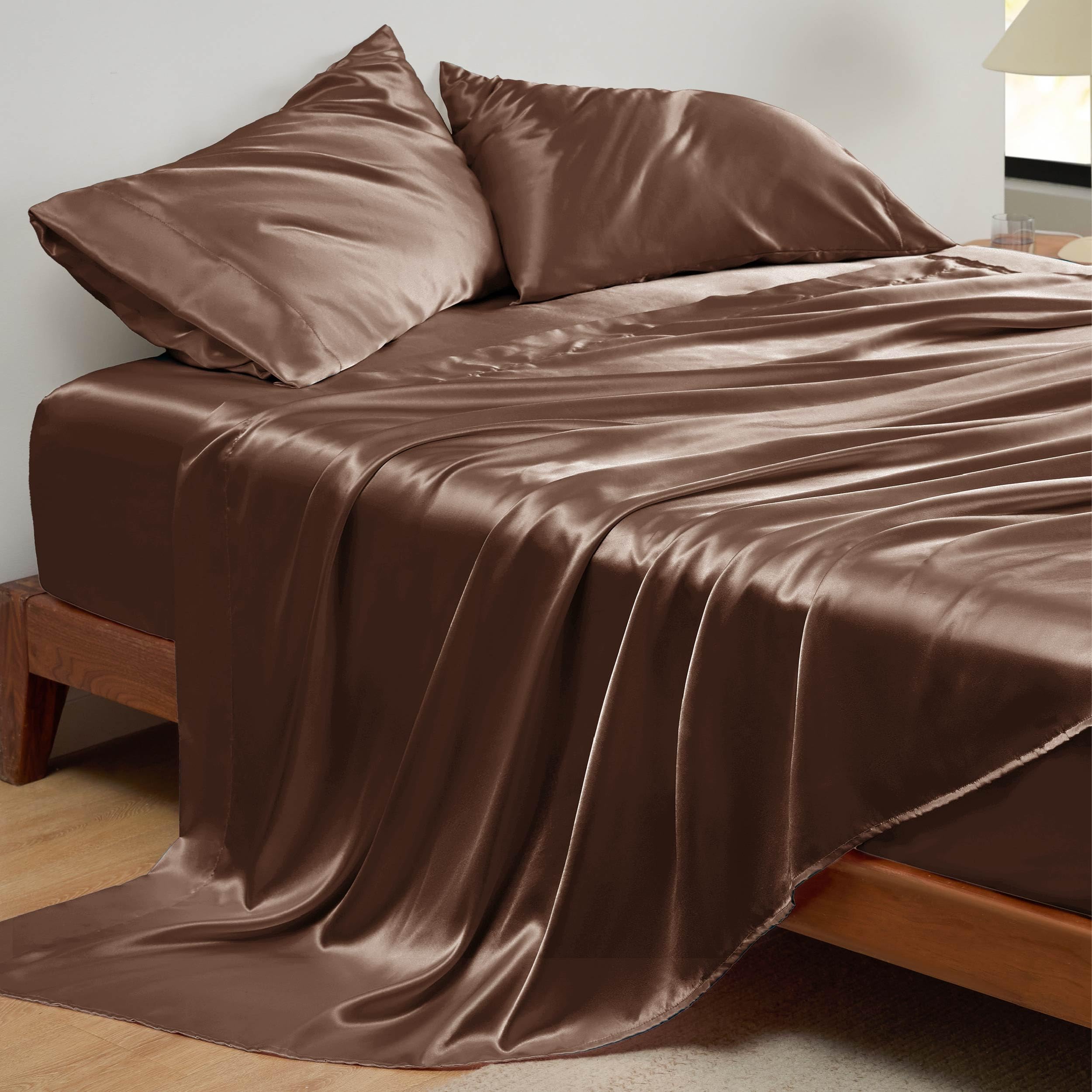 Foto 2 | Juego De Sábanas Bedsure, Satinadas, Tamaño Completo, Café, 4 Piezas - Venta Internacional.