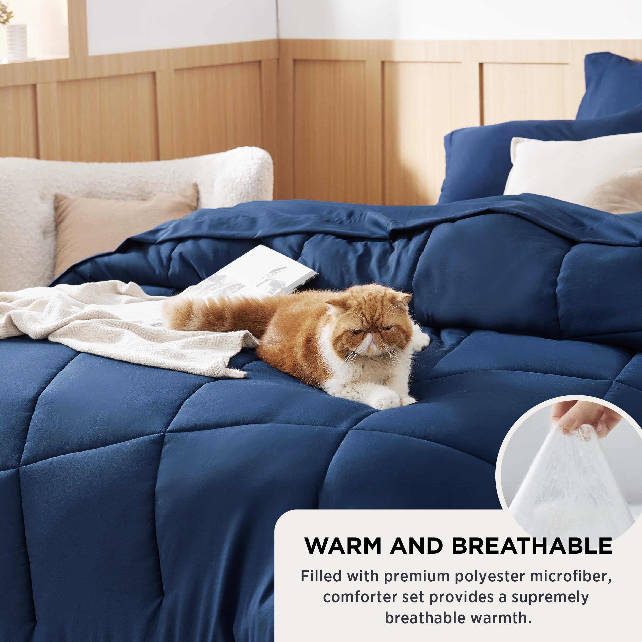 Foto 5 pulgar | Juego de Ropa De Cama Bedsure Navy King Size, 7 Piezas - Venta Internacional
