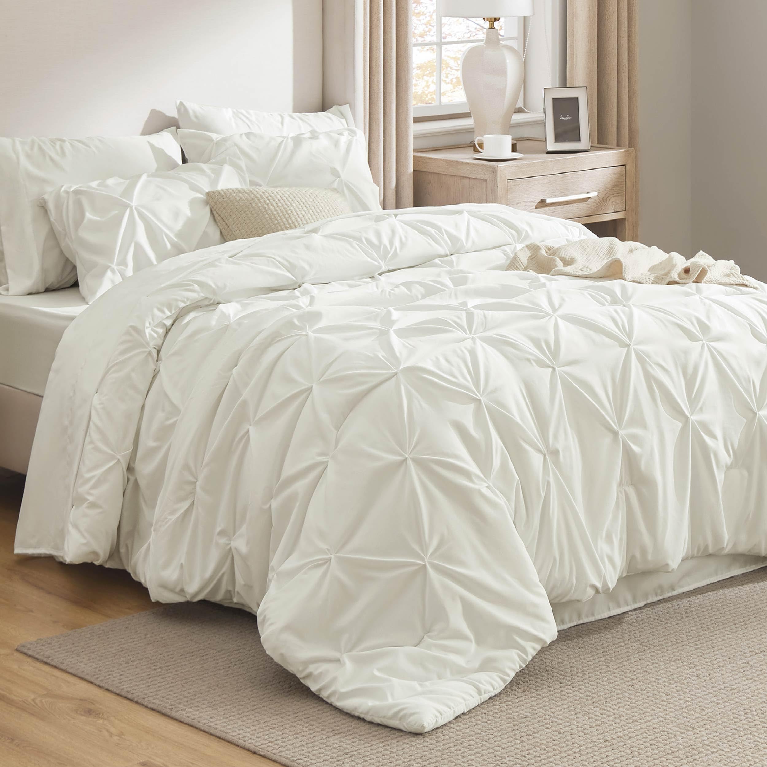 Set De Edredón Bedsure California King Pinch Pleat Ivory - Venta Internacional.