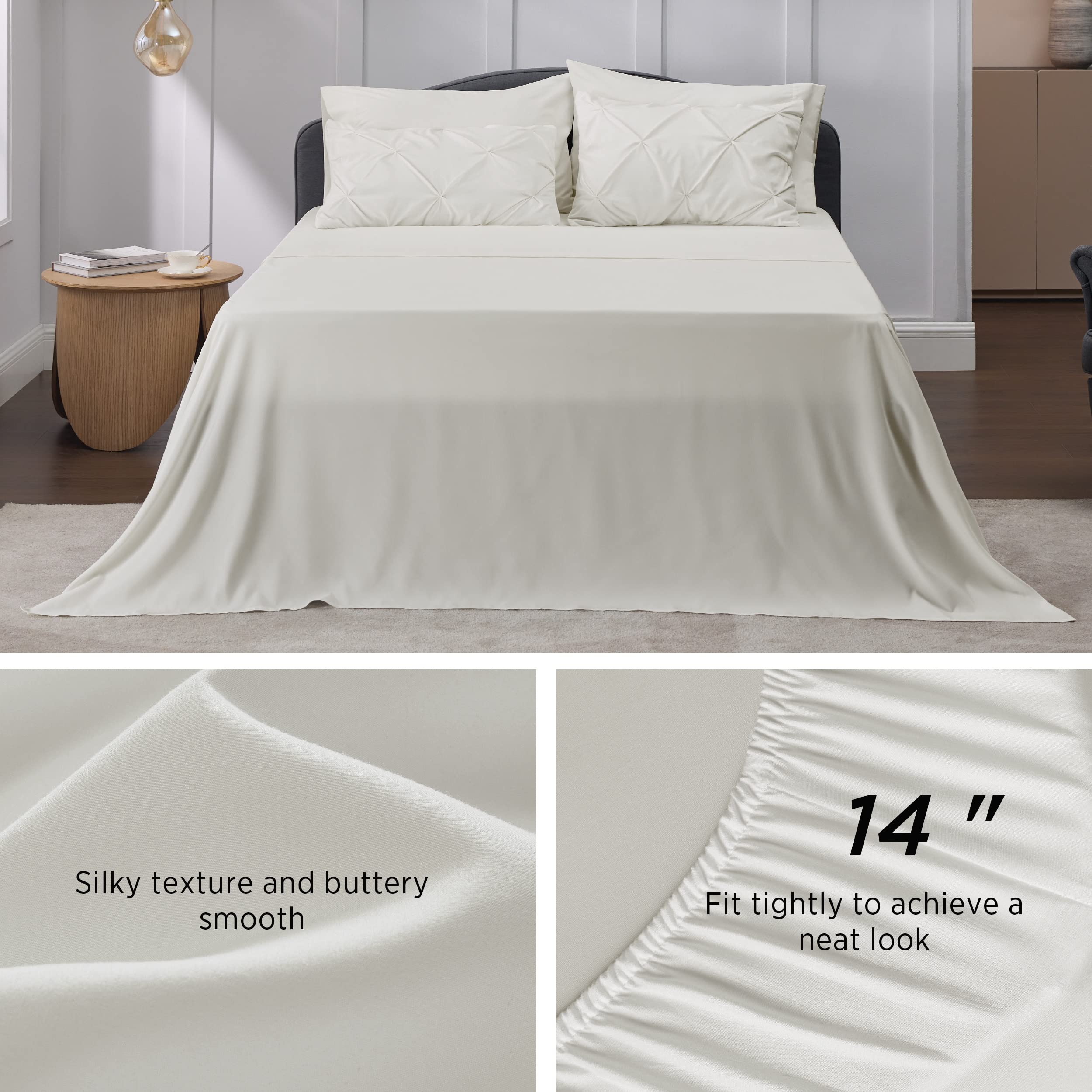 Foto 7 pulgar | Set De Edredón Bedsure California King Pinch Pleat Ivory - Venta Internacional.