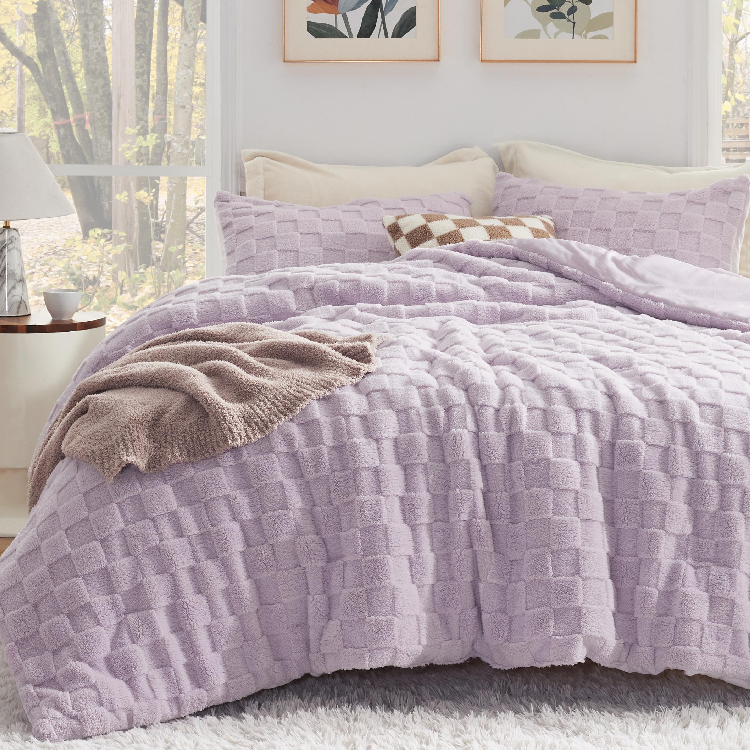 Juego De Edredón Bedsure Fluffy Queen, Morado Claro, 3 Piezas - Venta Internacional.