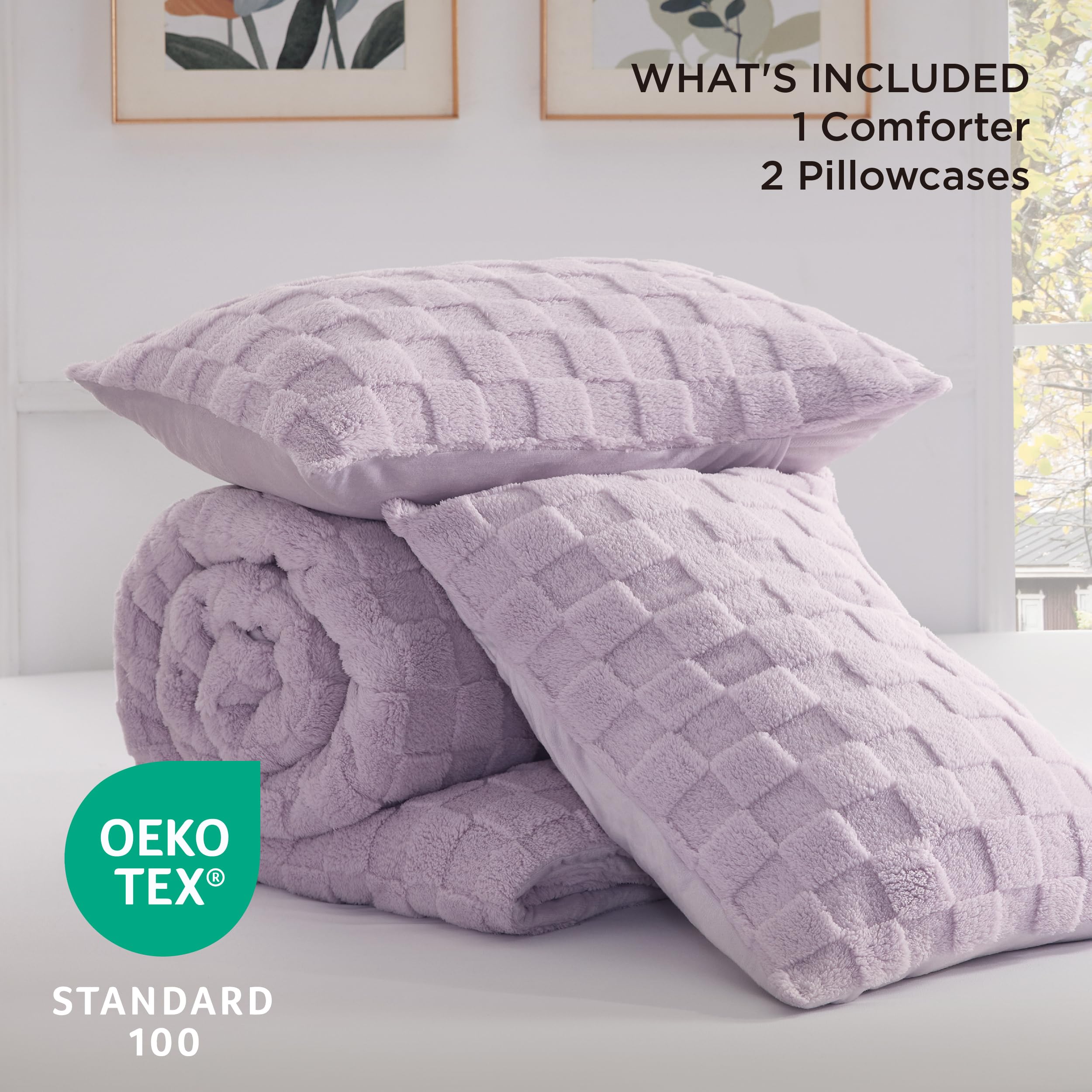 Foto 7 | Juego De Edredón Bedsure Fluffy Queen, Morado Claro, 3 Piezas - Venta Internacional.