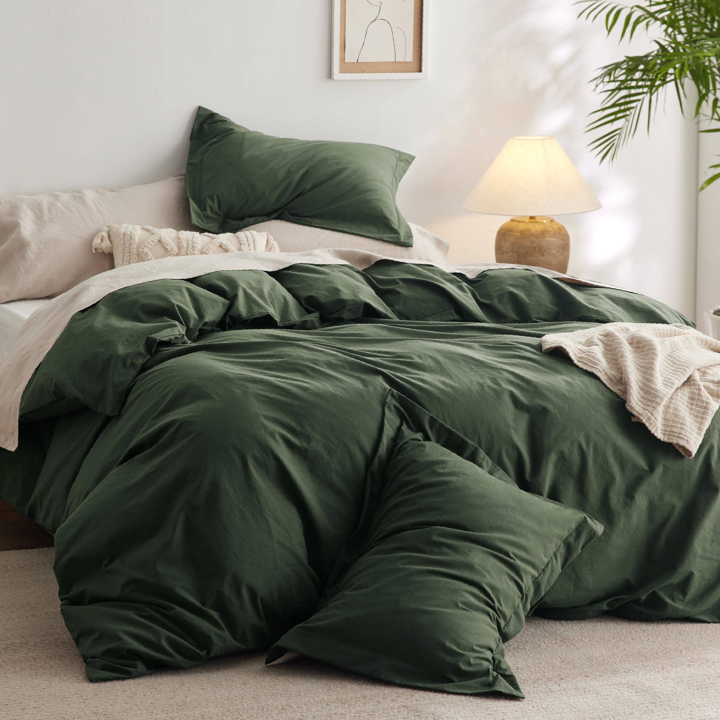 Foto 1 | Funda De Edredón Bedsure de Algodón Lavado Verde Oliva - Venta Internacional