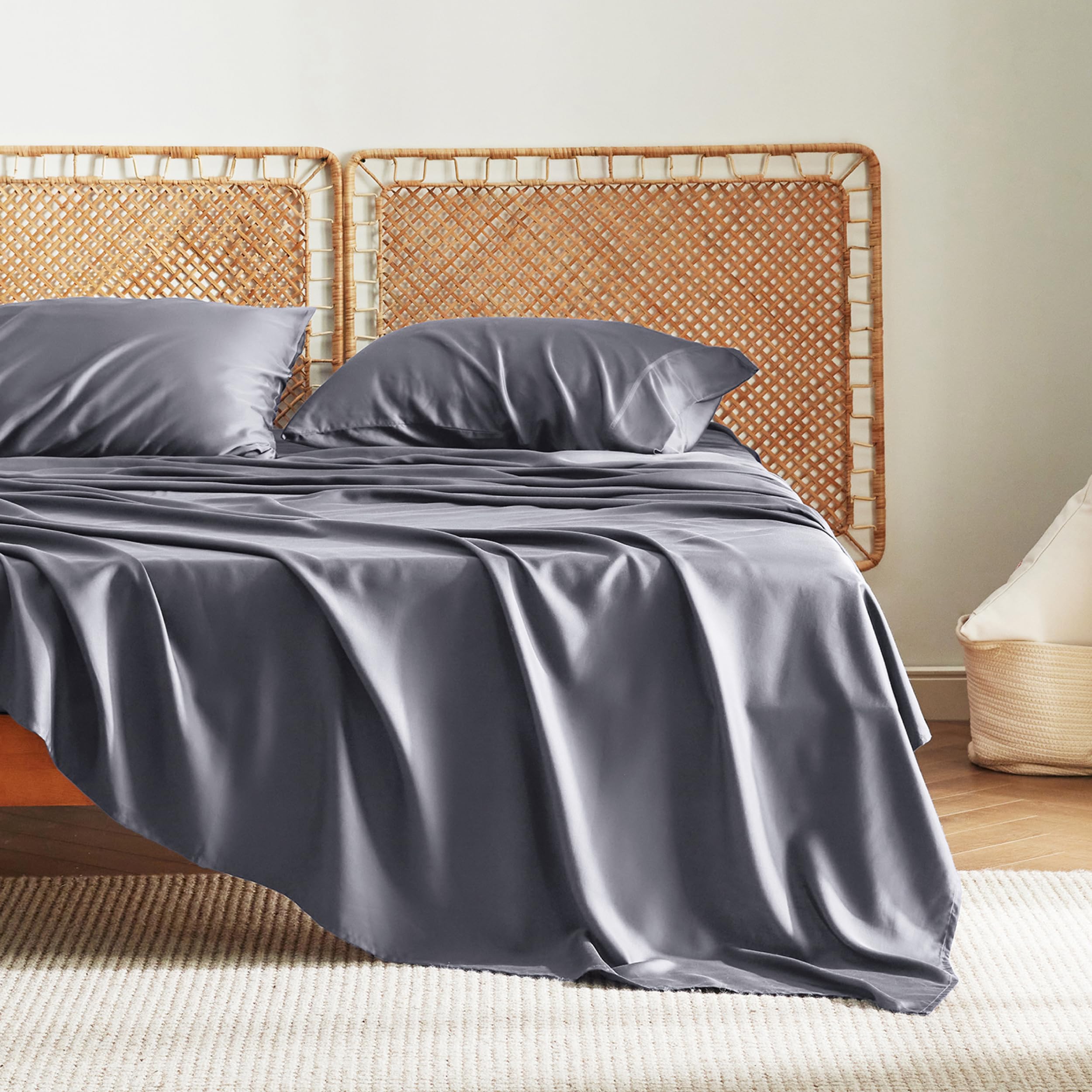 Foto 5 | Juego De Sábanas Bedsure Queen Size Refrigerante Rayón Bambú Gris Oscuro - Venta Internacional.