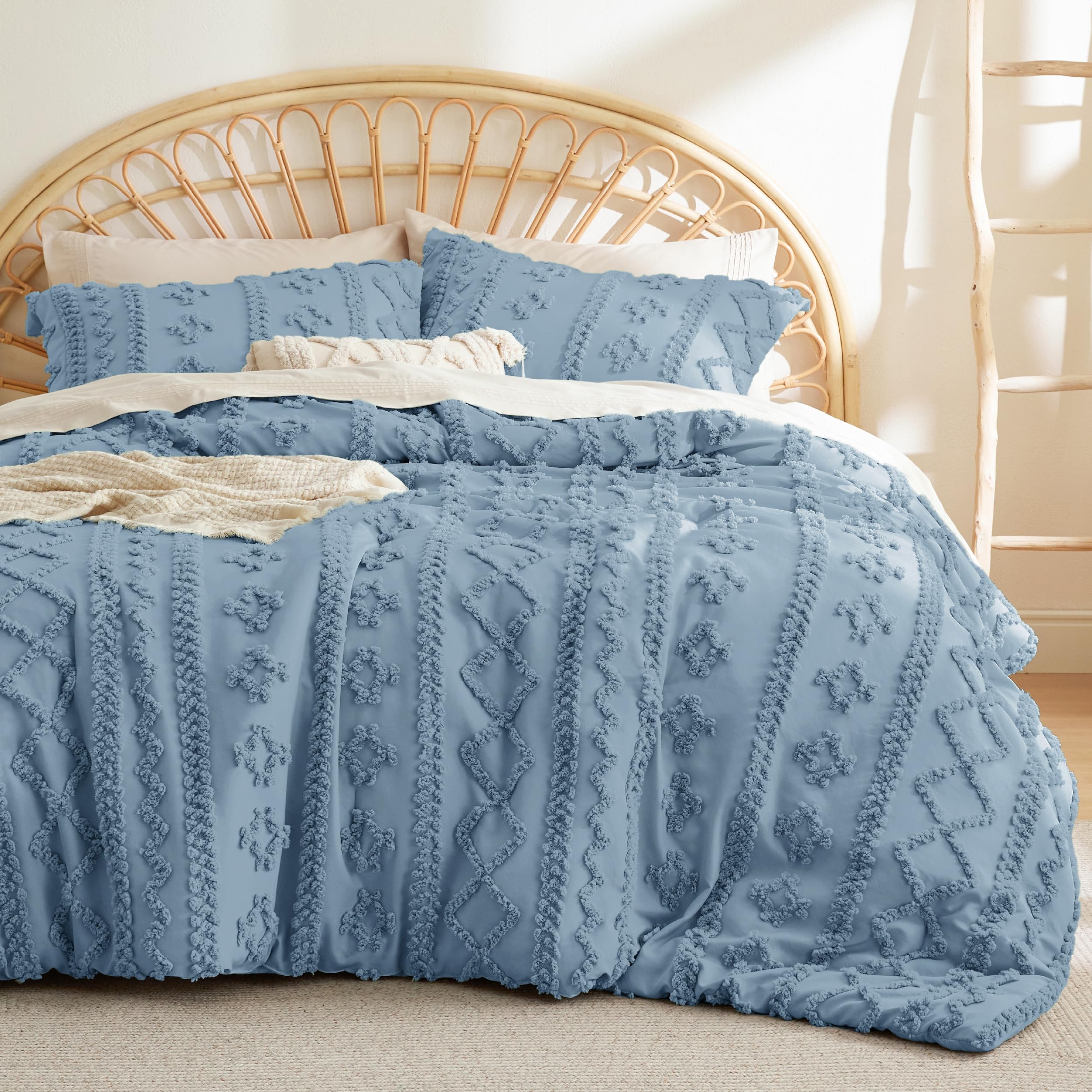 Juego De Edredón Bedsure Estilo Bohemio Tamaño King Size Azul Grisáceo - Venta Internacional