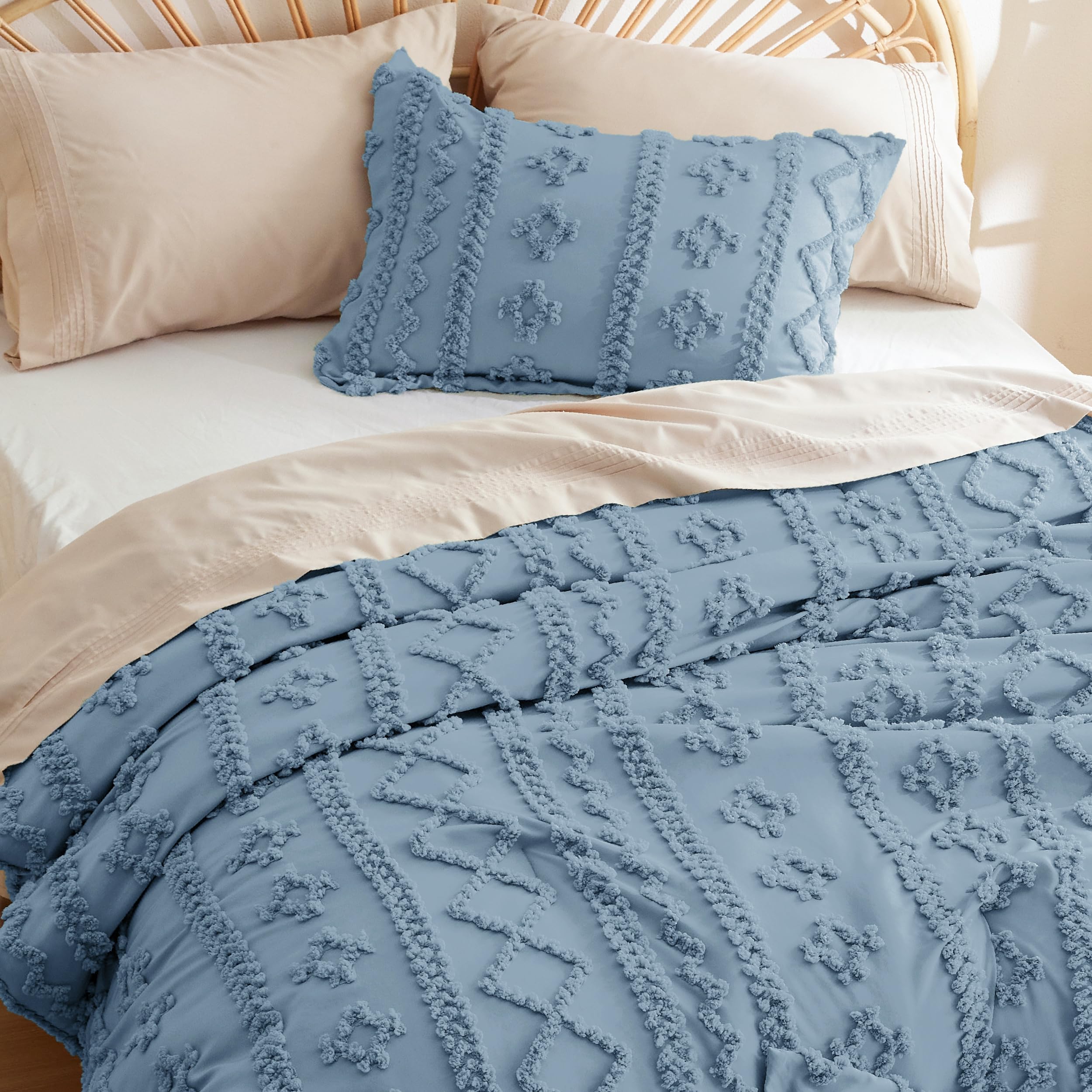 Foto 5 pulgar | Juego De Edredón Bedsure Estilo Bohemio Tamaño King Size Azul Grisáceo - Venta Internacional
