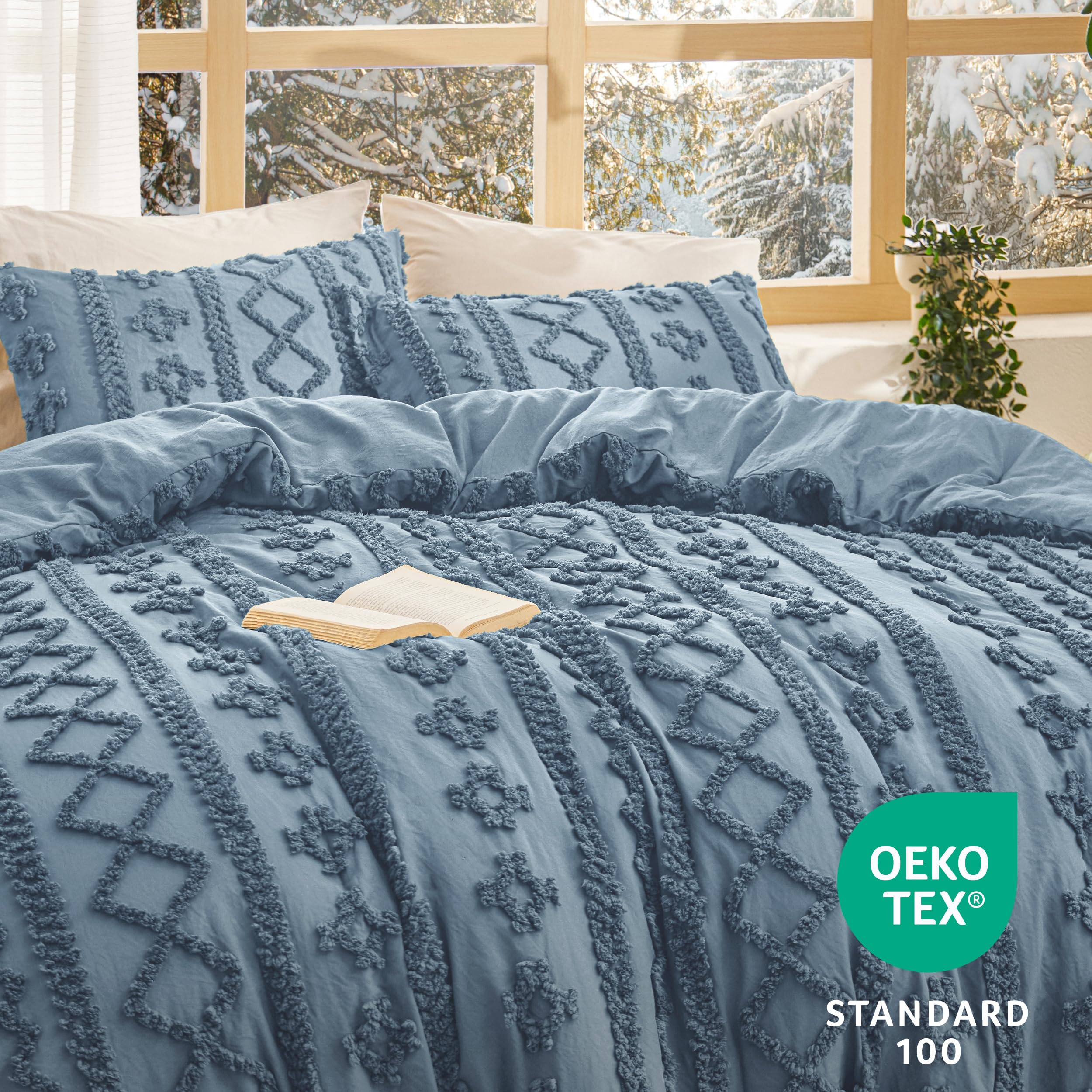 Foto 5 | Juego De Edredón Bedsure Estilo Bohemio Tamaño King Size Azul Grisáceo - Venta Internacional