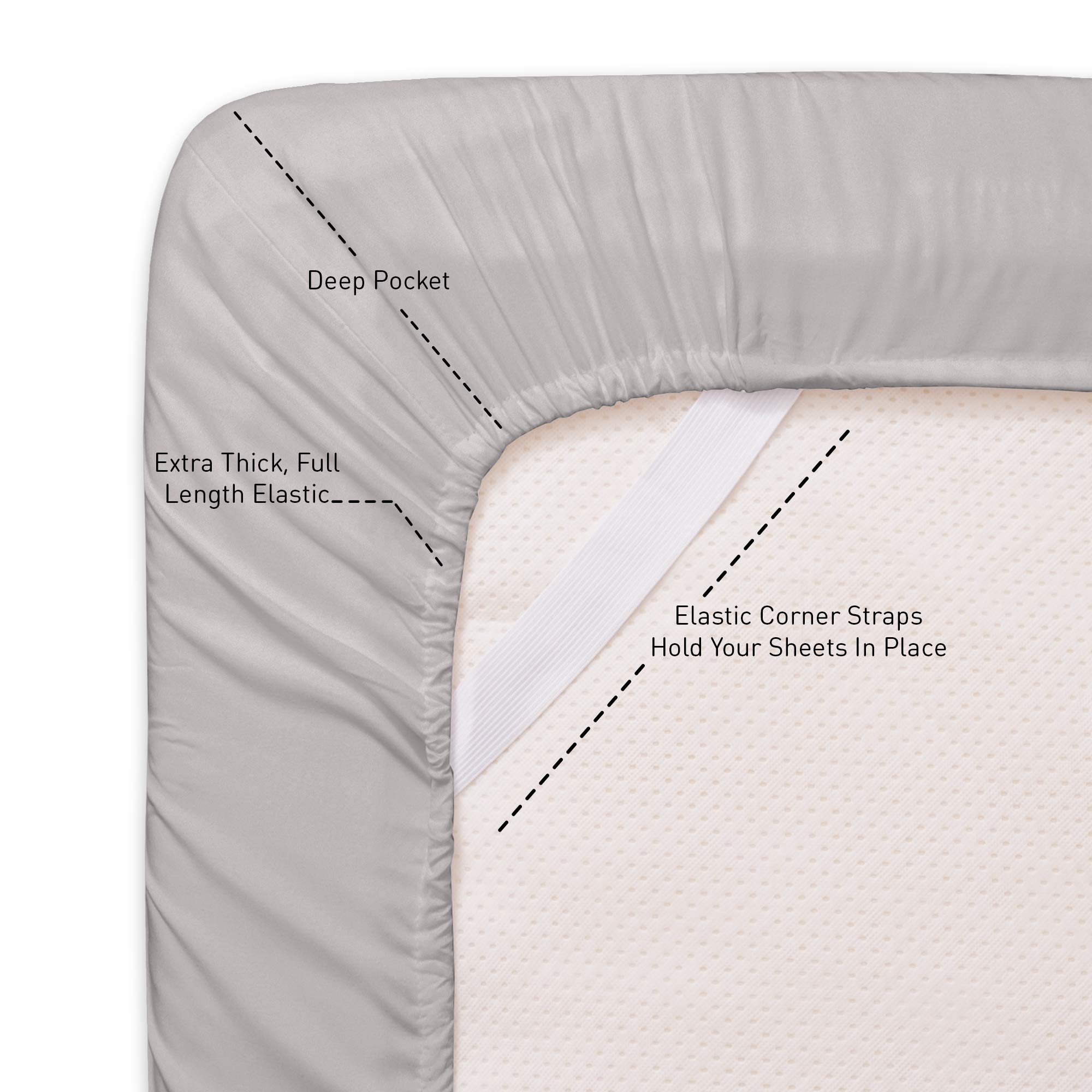 Foto 4 pulgar | Juego De Sábanas Sweet Home Collection 1500 Supreme King Silver Grey - Venta Internacional.