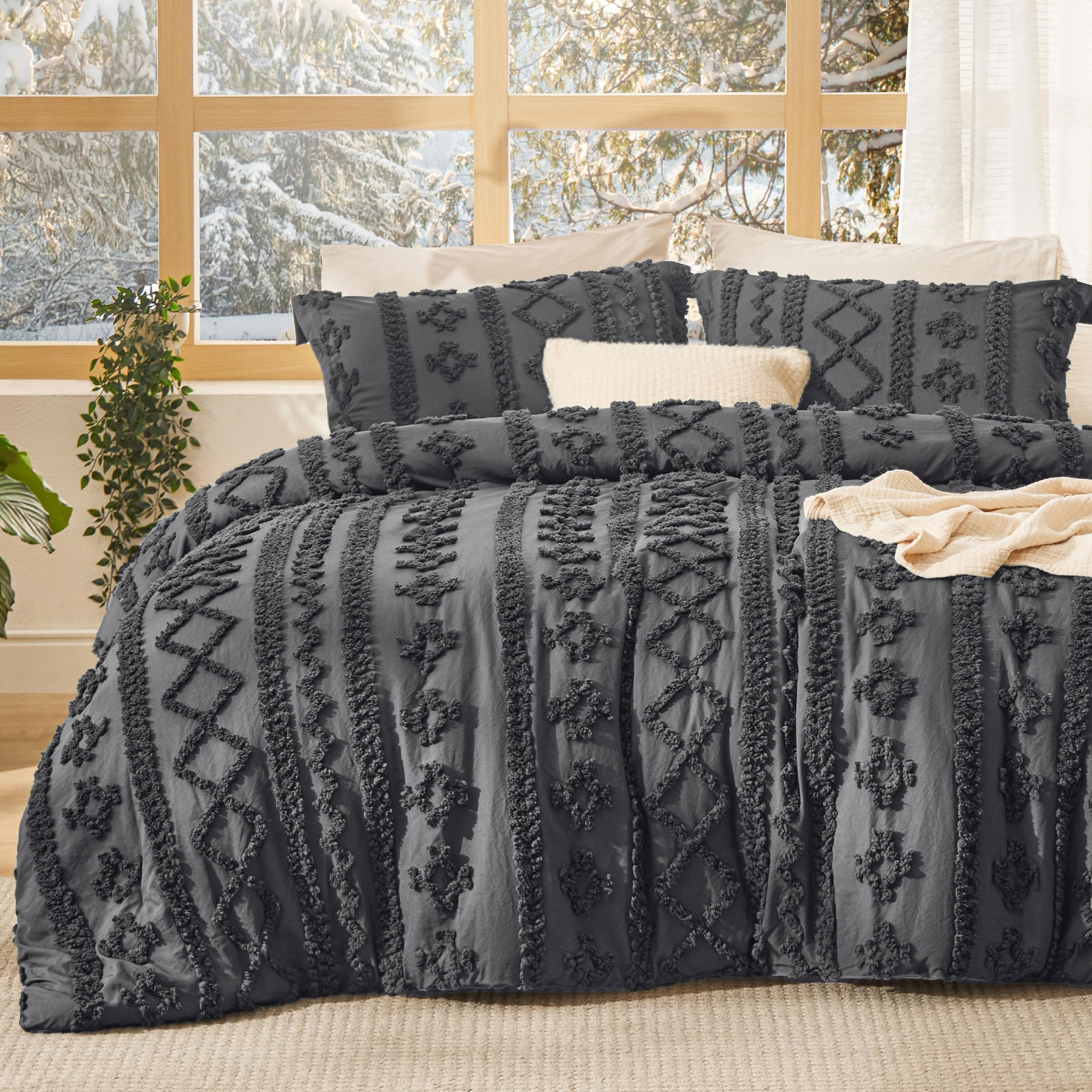 Foto 1 | Juego de Edredón Bohemio Bedsure Queen Gris 3 Piezas- Venta Internacional
