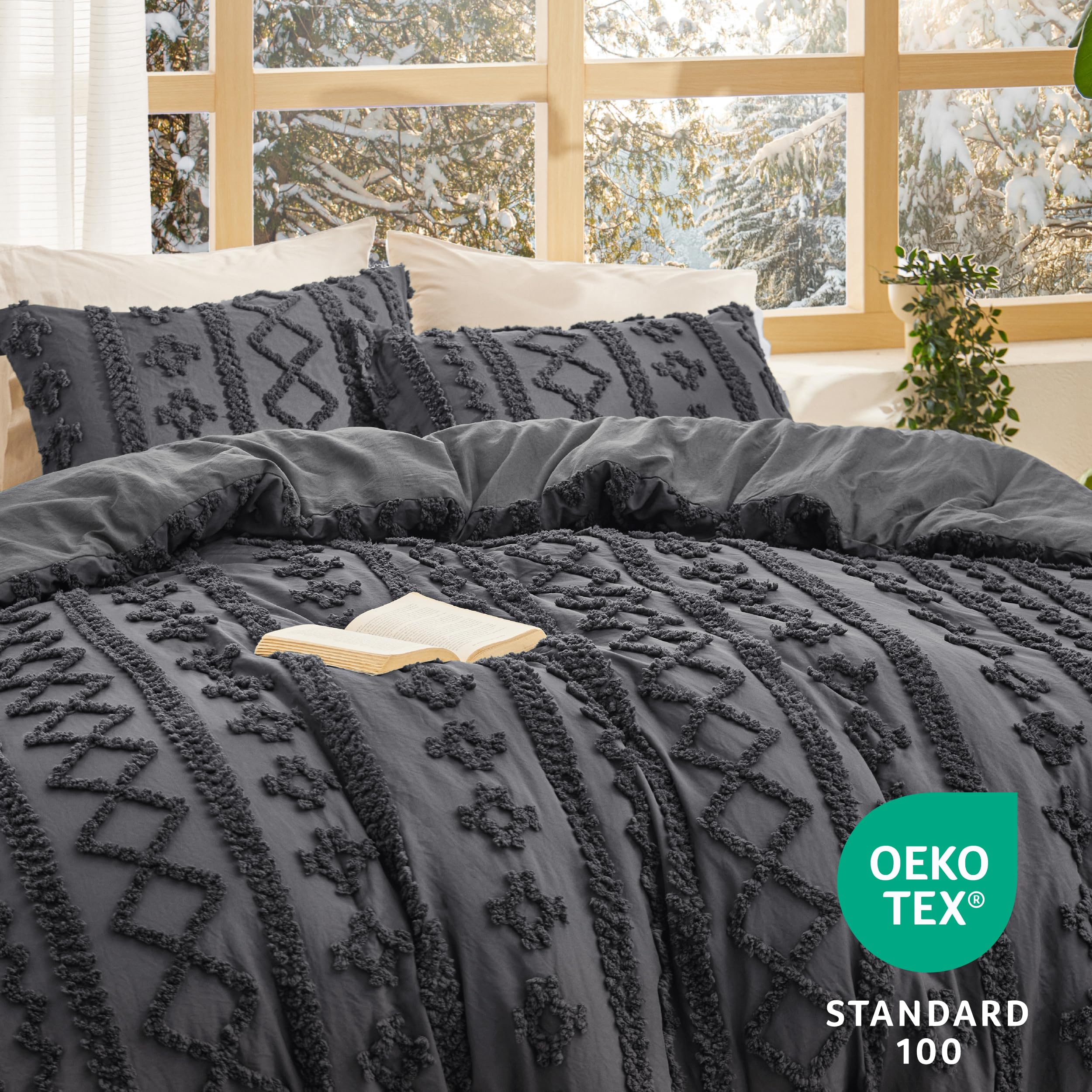 Foto 5 pulgar | Juego de Edredón Bohemio Bedsure Queen Gris 3 Piezas- Venta Internacional