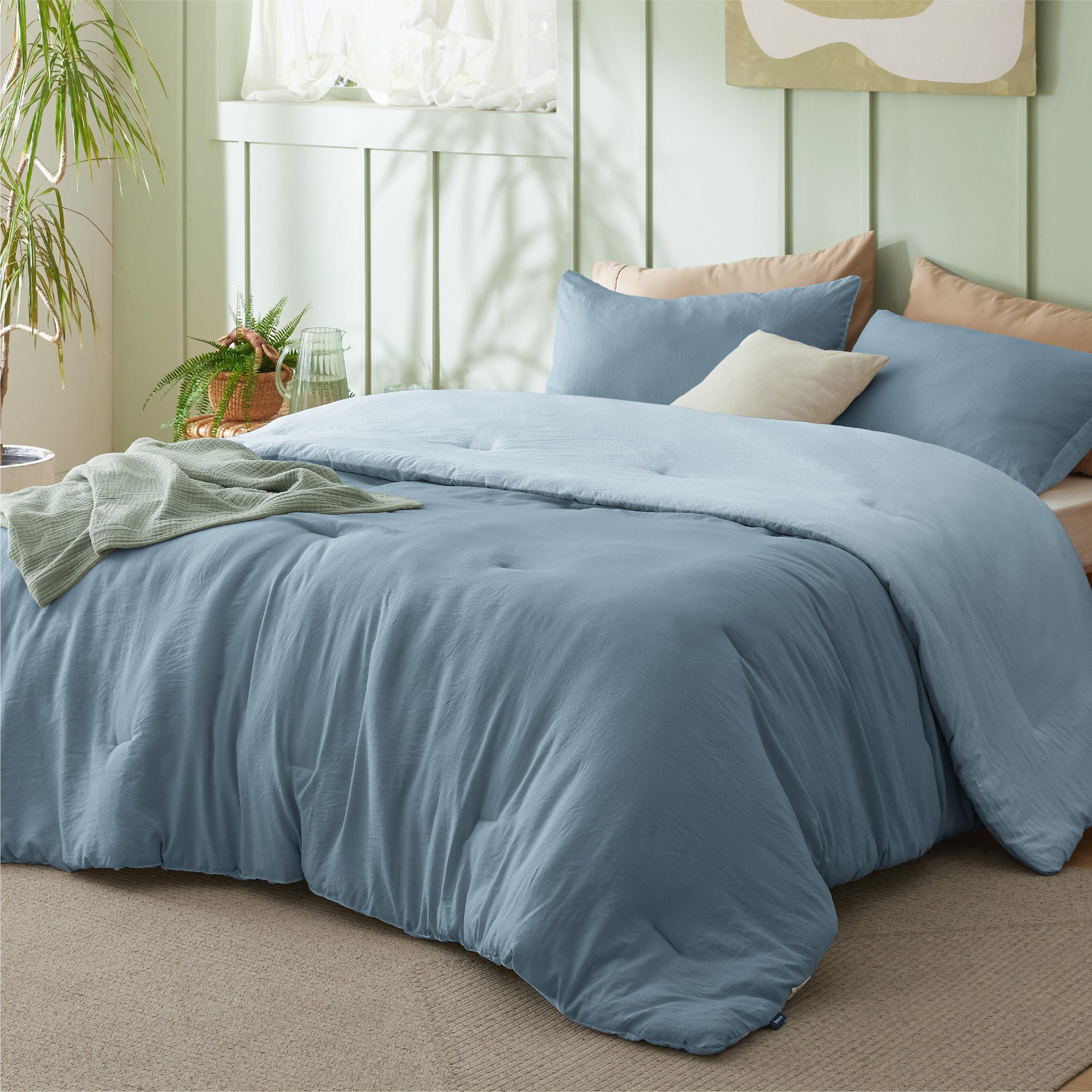 Juego de Edredón Bedsure Queen Reversible Azul 3 Piezas - Venta Internacional