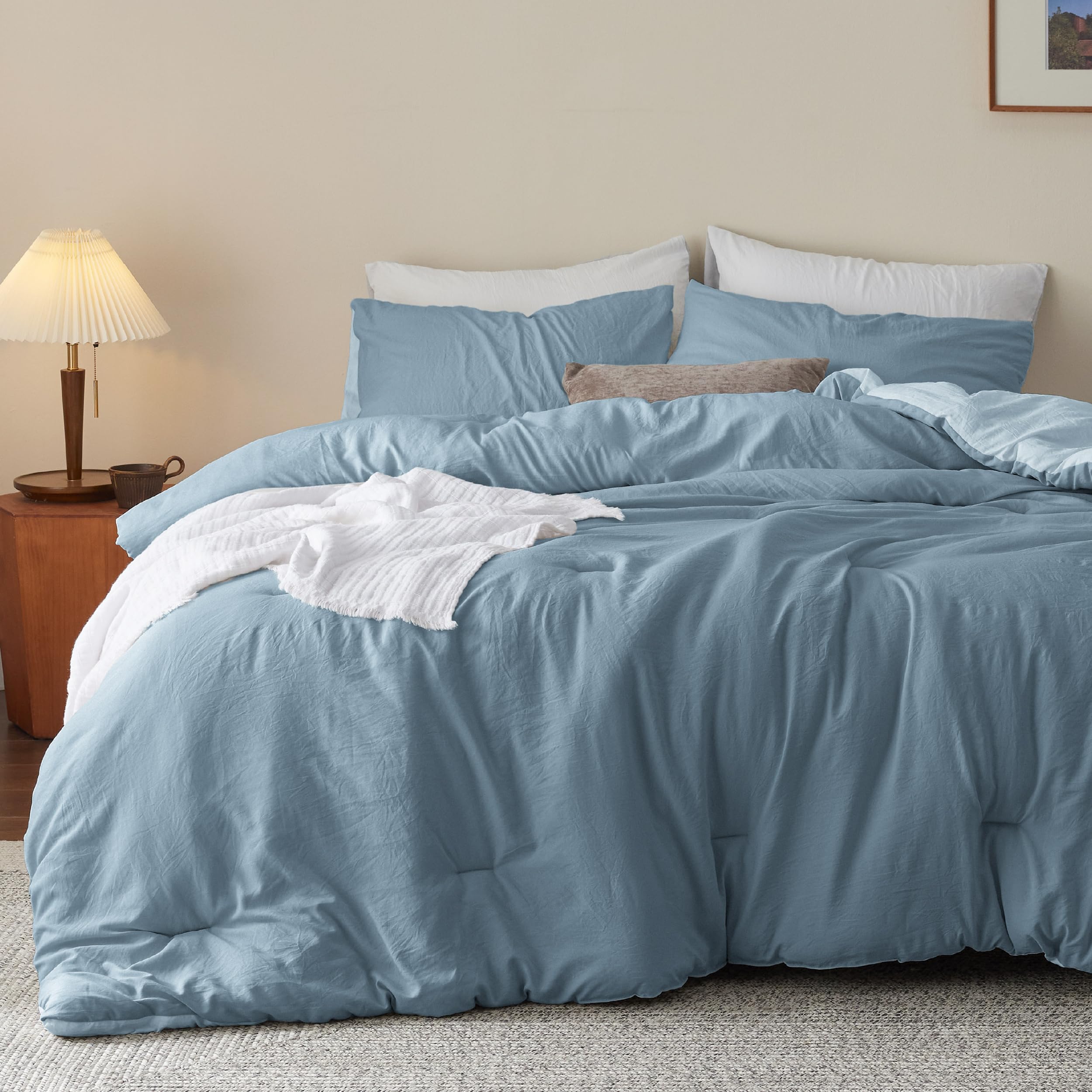 Foto 2 | Juego de Edredón Bedsure Queen Reversible Azul 3 Piezas - Venta Internacional