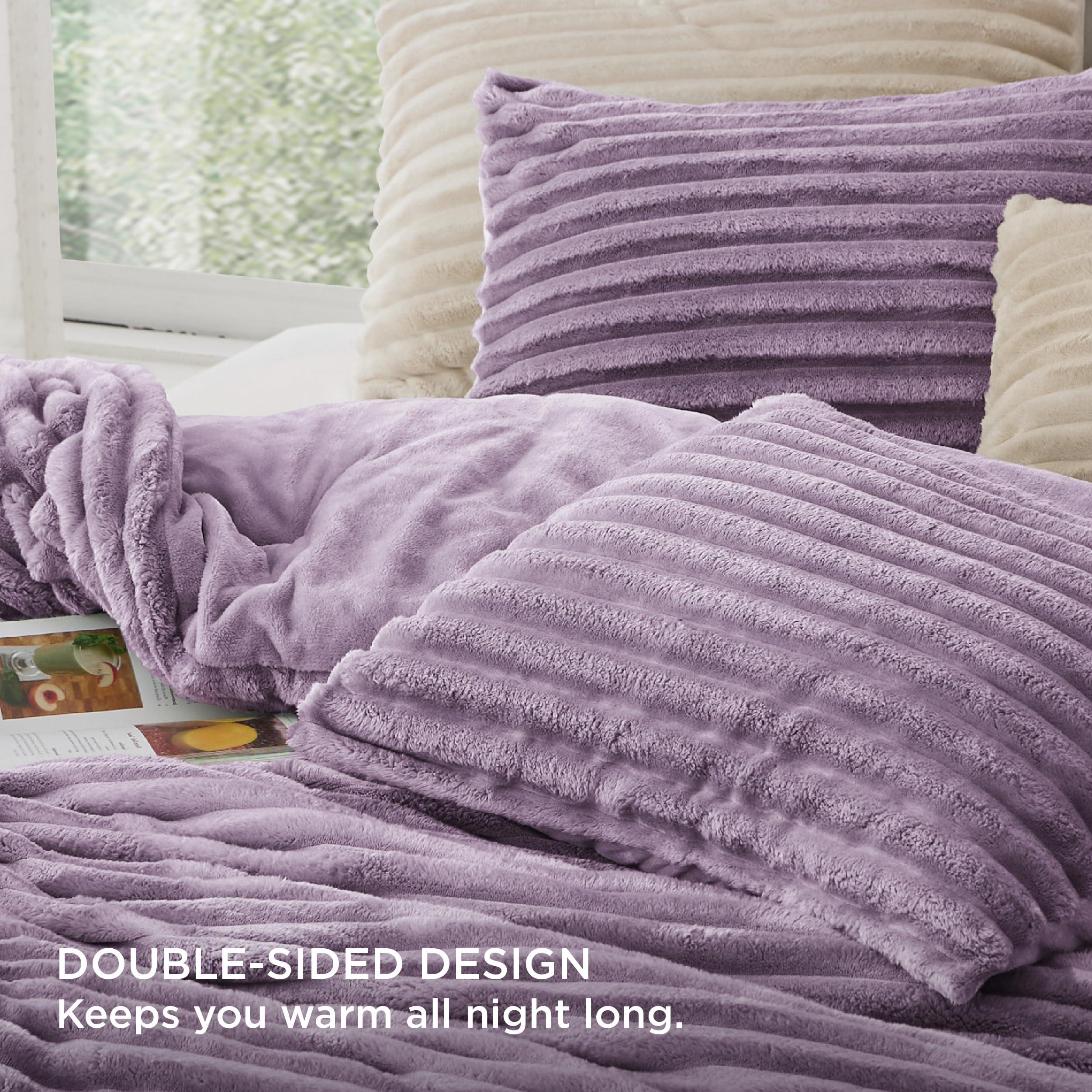 Foto 4 pulgar | Juego De Edredón Bedsure Fluffy Queen Con 2 Fundas De Almohada, Color Morado Claro - Venta Internacional.