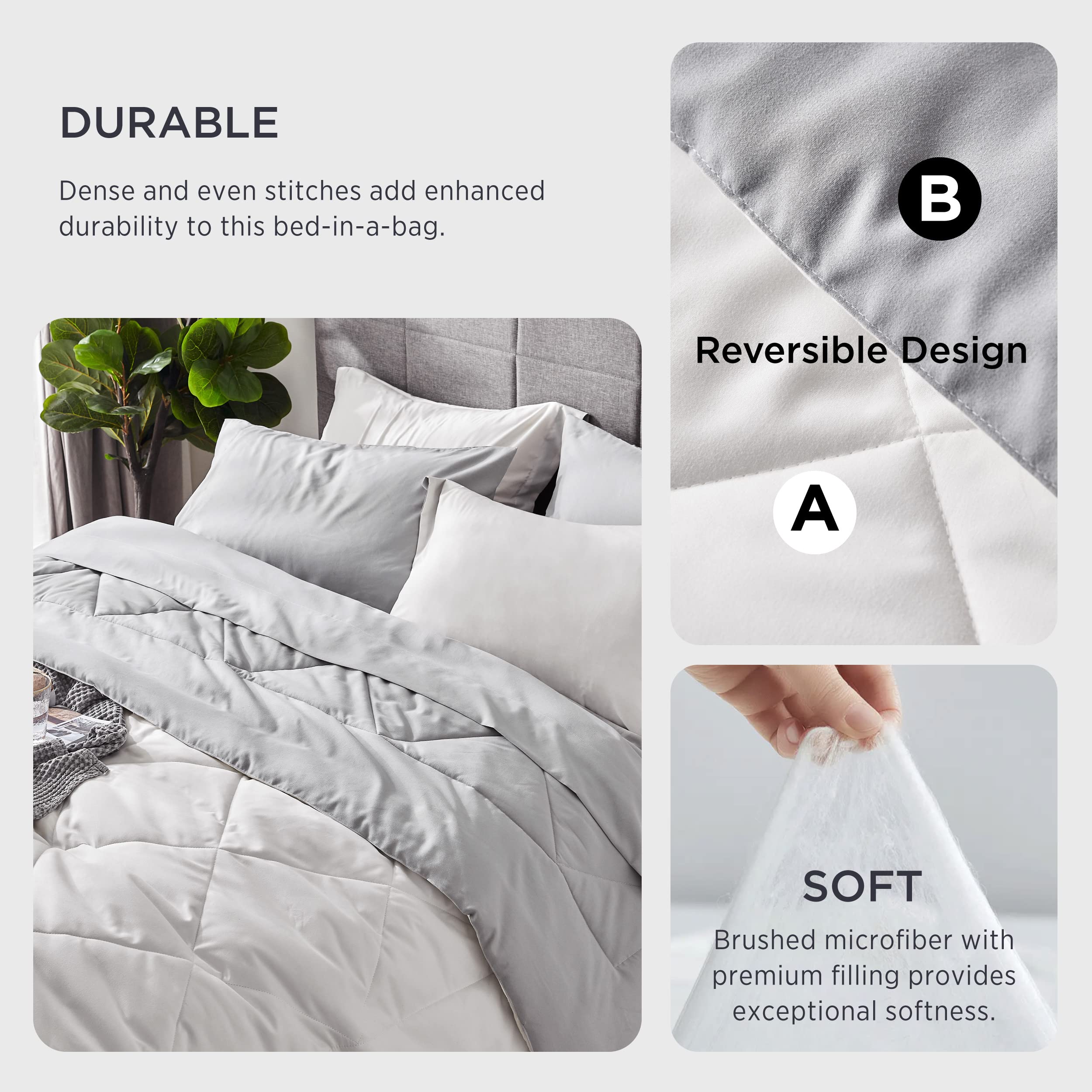 Foto 4 pulgar | Juego de Ropa para Cama Bedsure Queen Reversible Blanco 7 Piezas - Venta Internacional