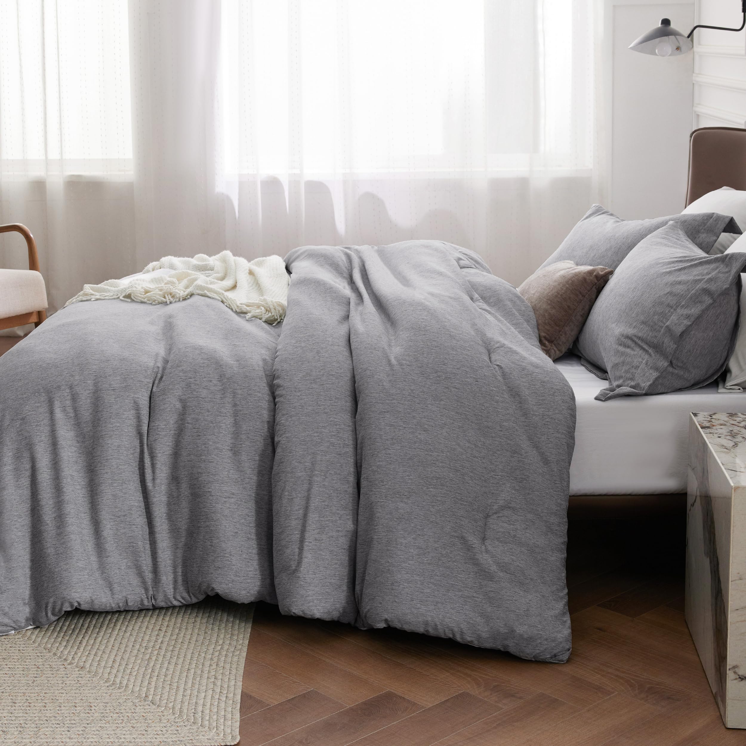 Foto 3 pulgar | Juego de Edredón Bedsure Oversize King Gris Oscuro 3 Piezas - Venta Internacional