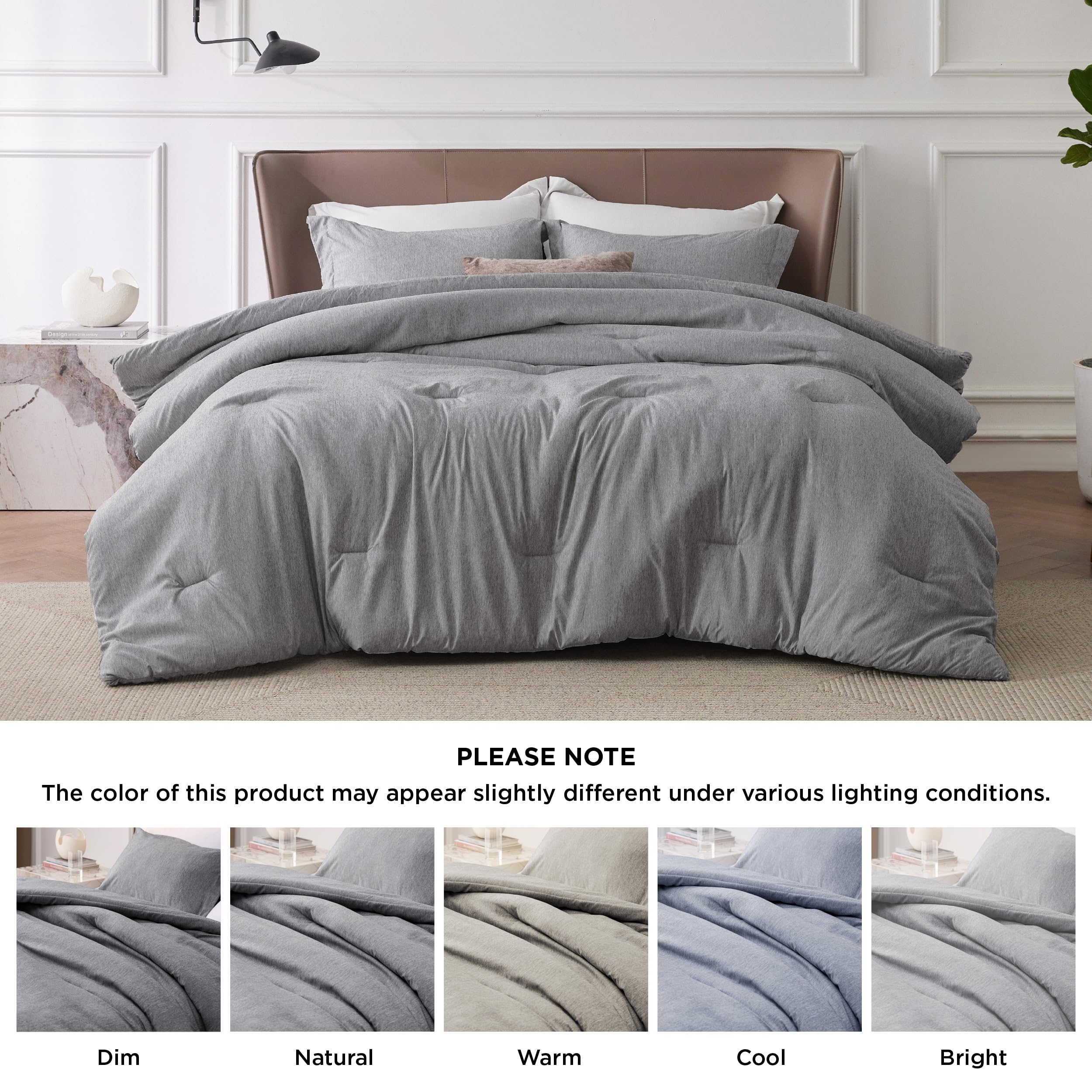 Foto 5 | Juego de Edredón Bedsure Oversize King Gris Oscuro 3 Piezas - Venta Internacional