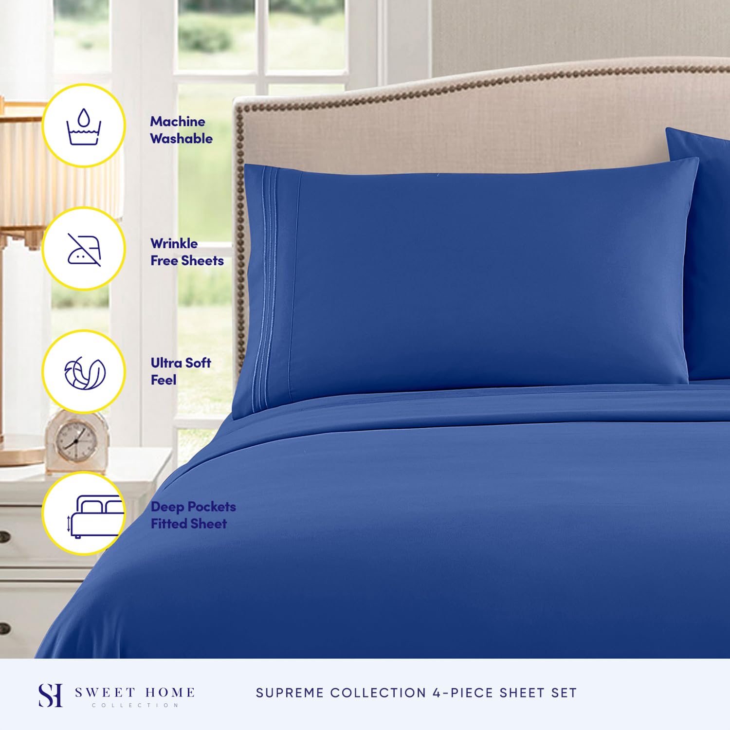 Foto 3 pulgar | Sábanas Sweet Home Collection Supreme Queen Blue - Venta Internacional.