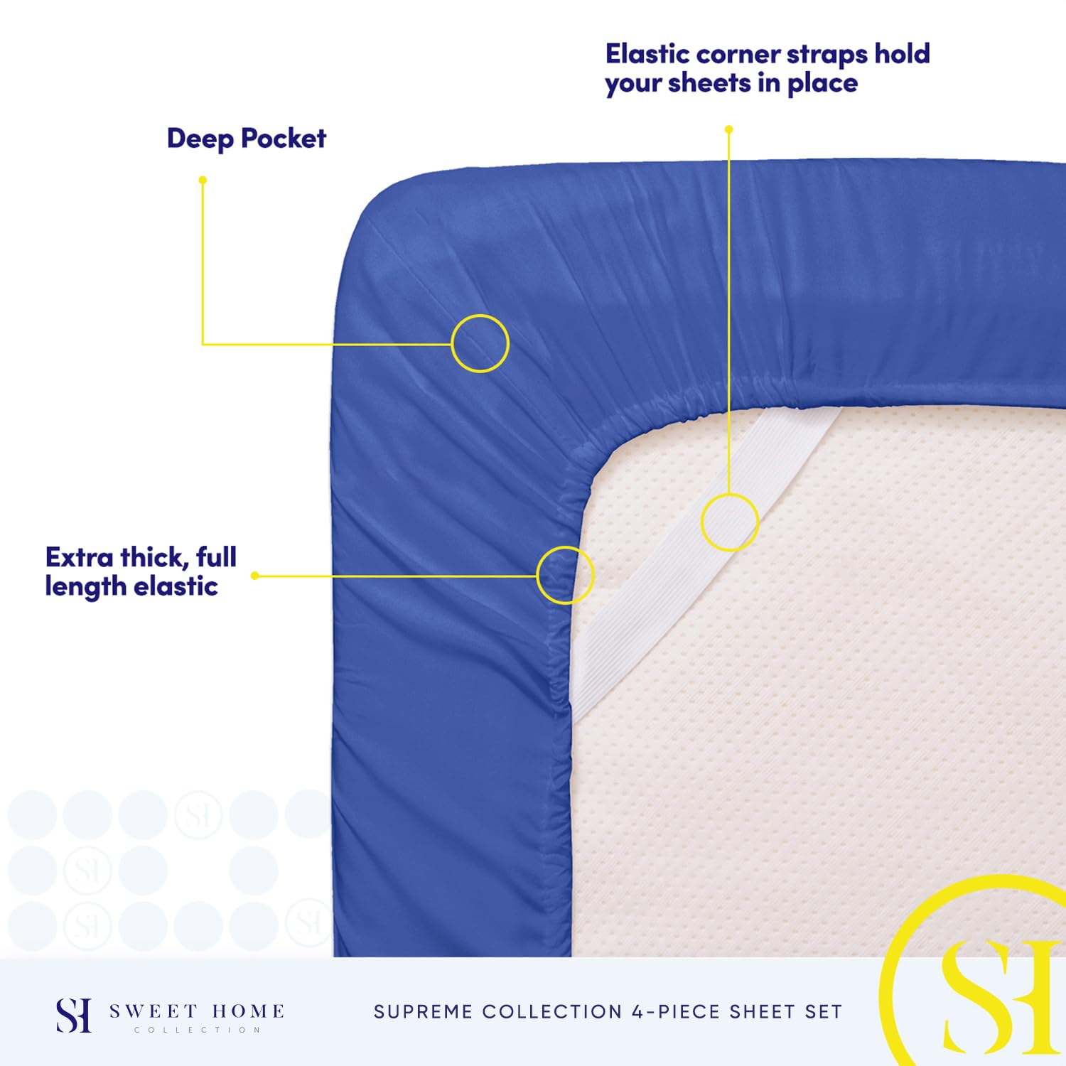 Foto 6 pulgar | Sábanas Sweet Home Collection Supreme Queen Blue - Venta Internacional.