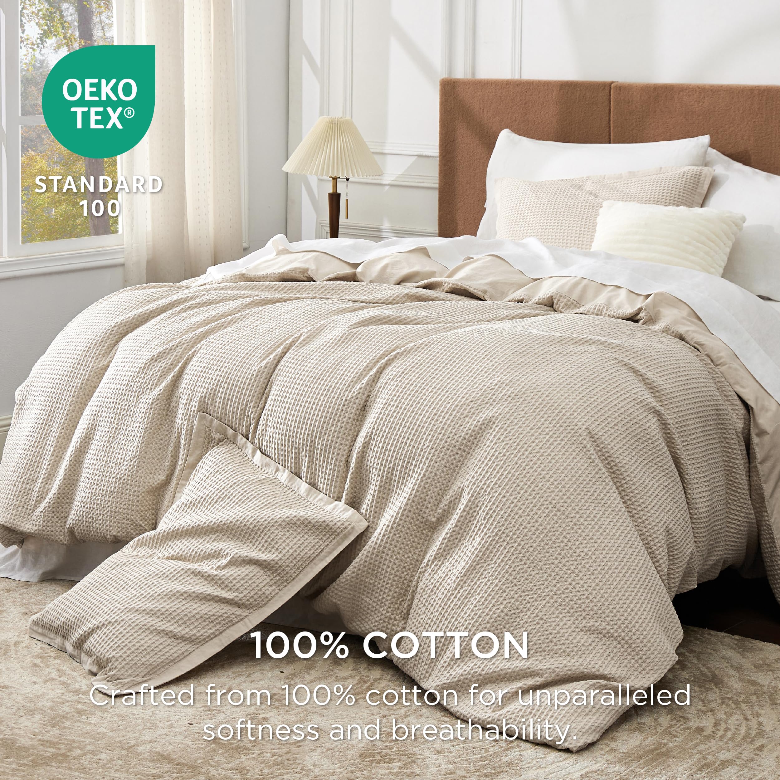 Foto 4 pulgar | Funda de Edredón Algodón Queen Tejido Gofrado Beige - Venta Internacional
