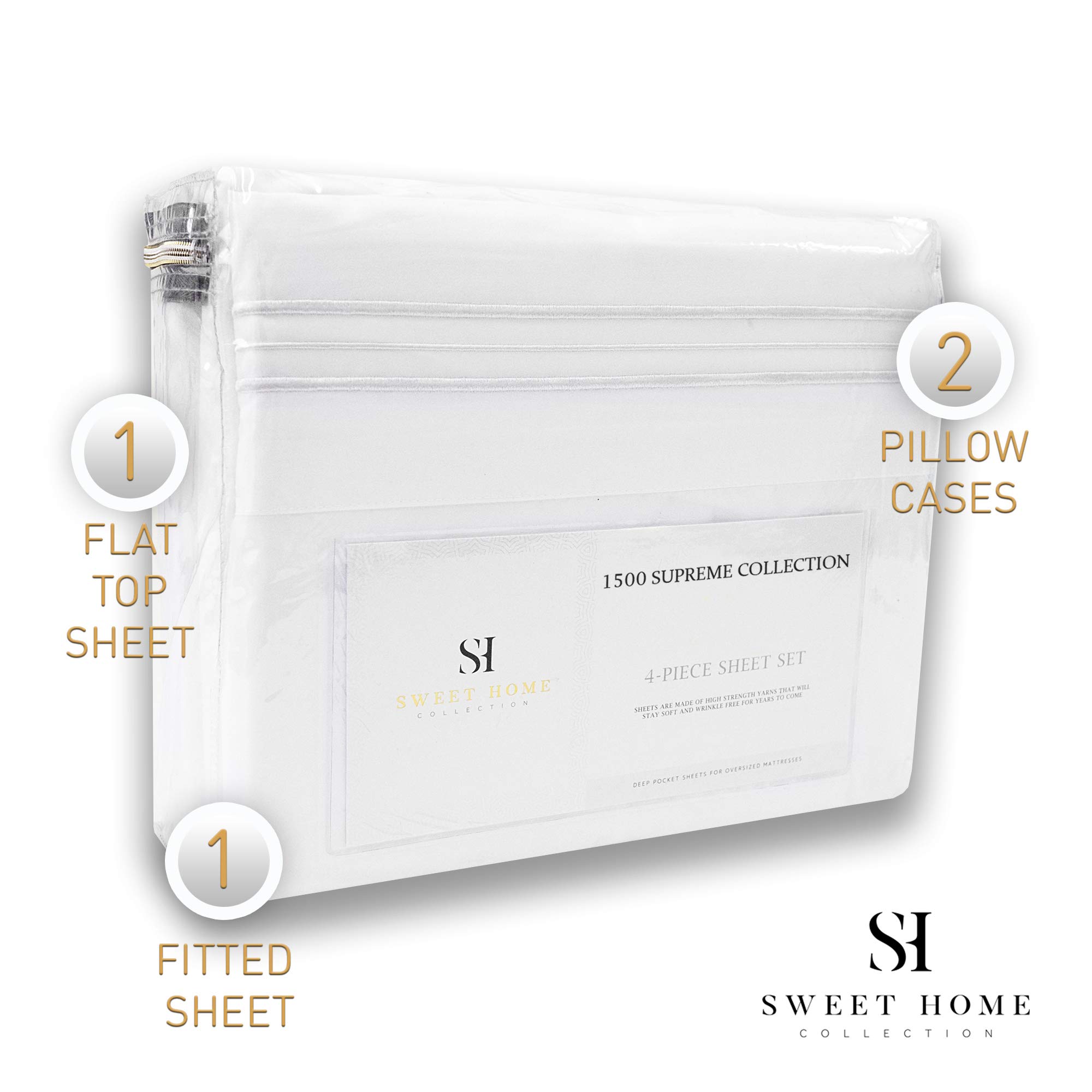 Foto 5 | Juego De Sábanas Sweet Home Collection 1500 Supreme Queen, Color Blanco - Venta Internacional.