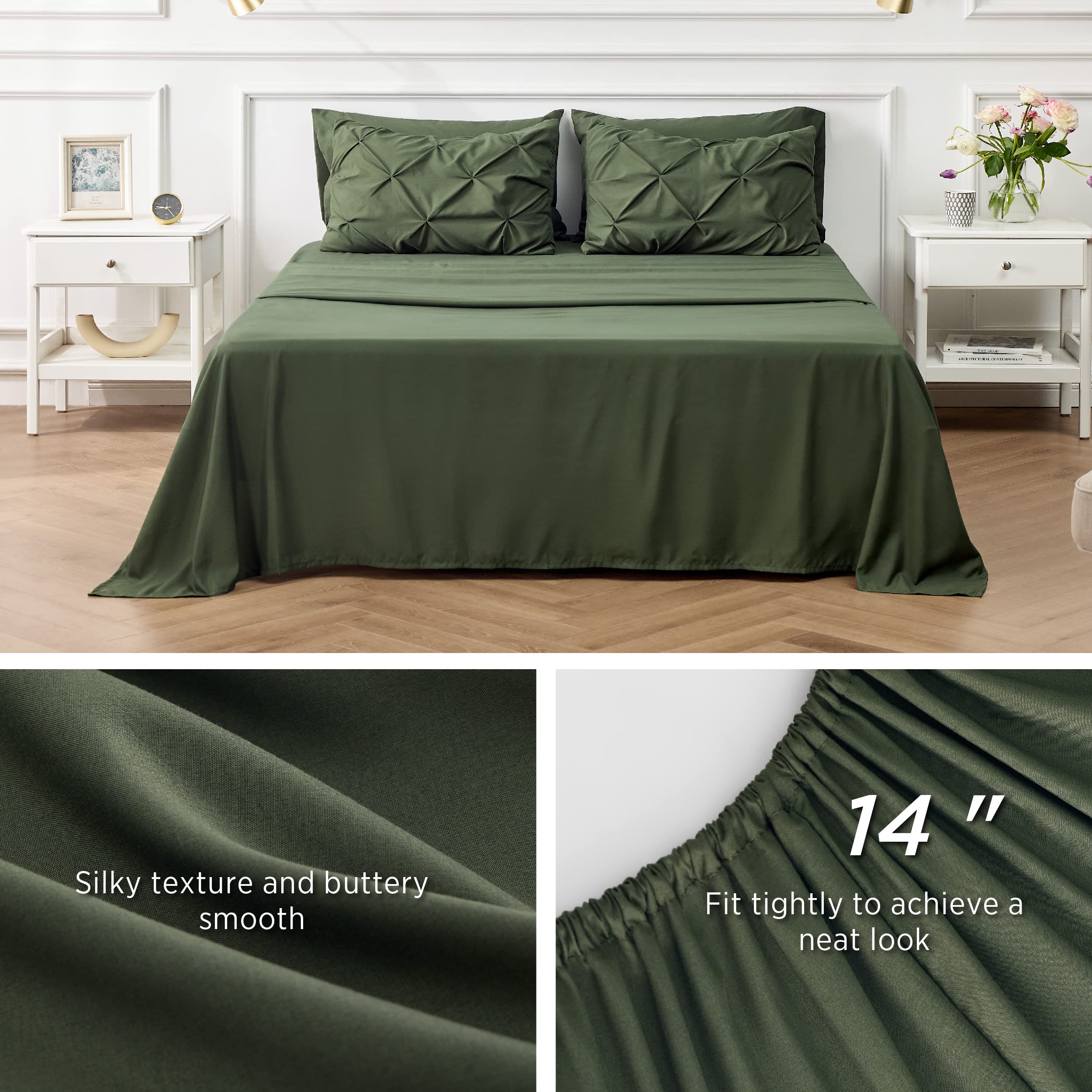 Foto 6 pulgar | Juego De Edredón Bedsure Twin, Verde Oliva, Con Sábanas, 5 Piezas - Venta Internacional.