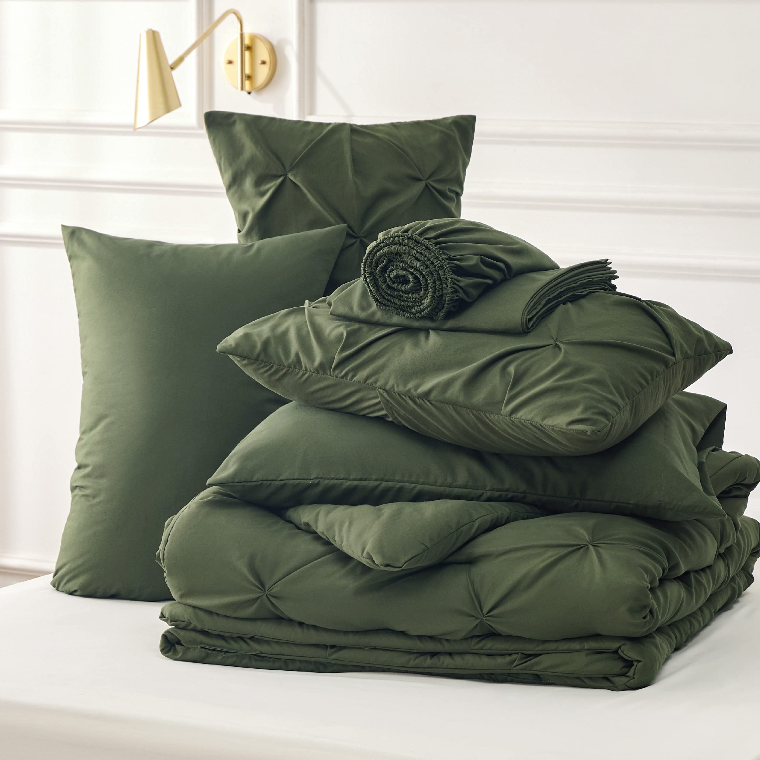 Foto 8 pulgar | Juego De Edredón Bedsure King Size, Verde Oliva, 7 Piezas - Venta Internacional.